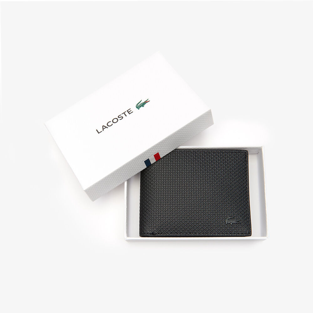 Lacoste - Chantaco Piqué Leather 3 Card Wallet - Noir