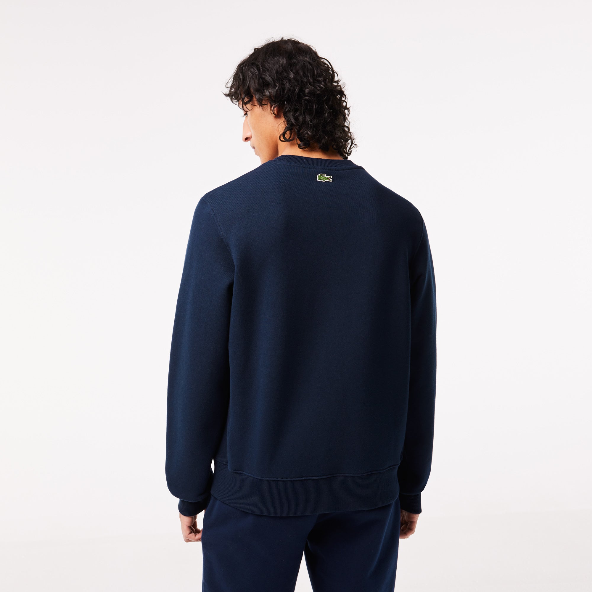 Lacoste - Relaxed Fit Cotton Sweatshirt - Navy Blue/White