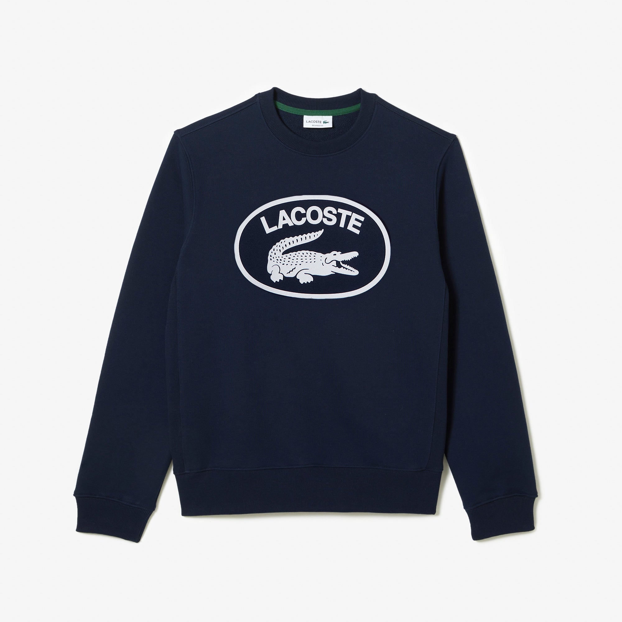 Lacoste - Relaxed Fit Cotton Sweatshirt - Navy Blue/White