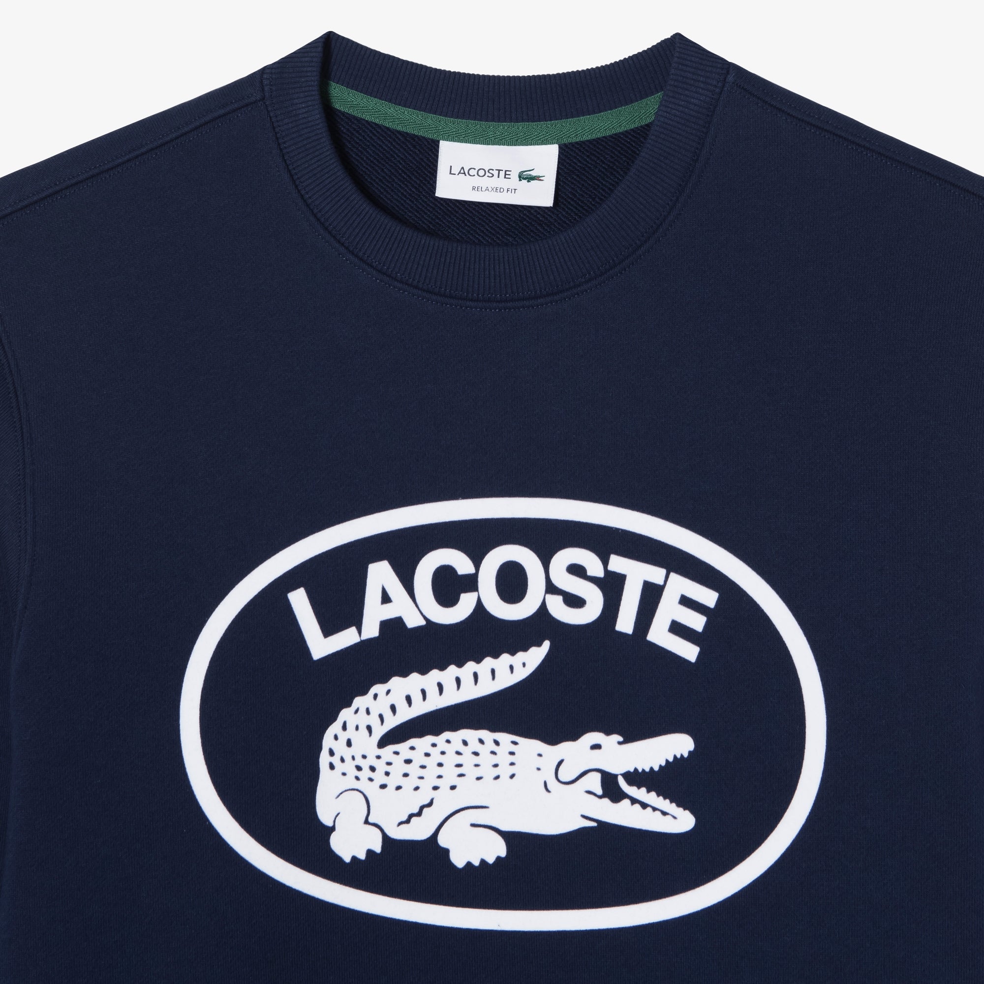 Lacoste - Relaxed Fit Cotton Sweatshirt - Navy Blue/White