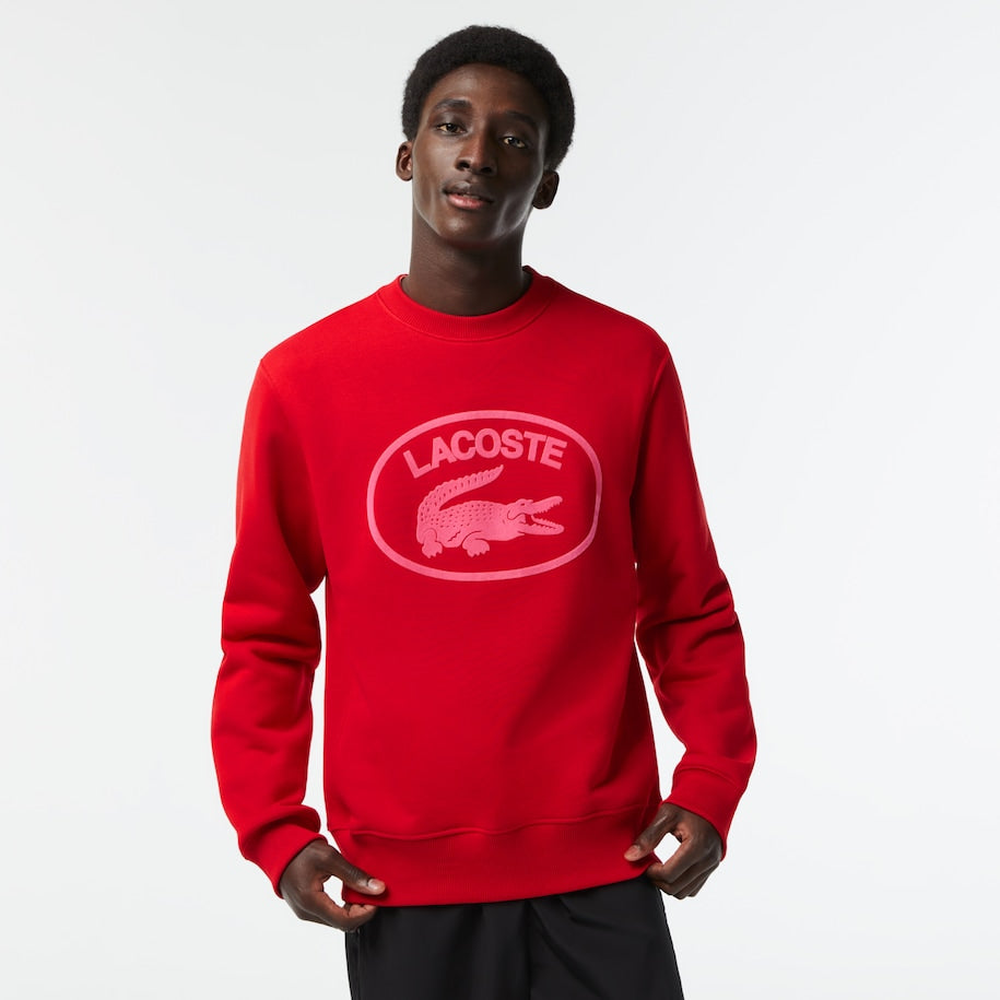 Lacoste - Relaxed Fit Organic Cotton Sweatshirt - Red/Pink