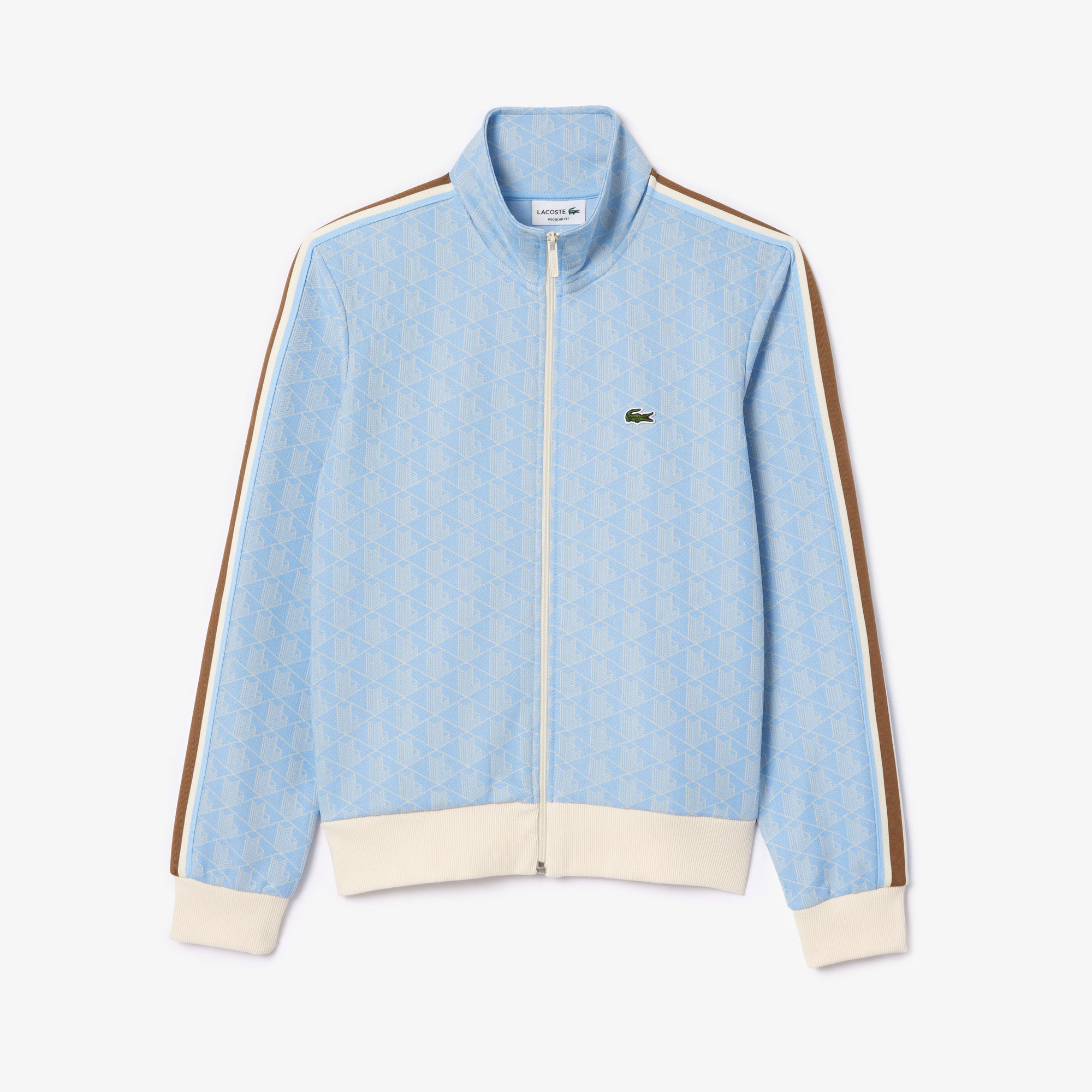 Lacoste - Paris Monogram Zip-Up Sweatshirt - Light Blue/White