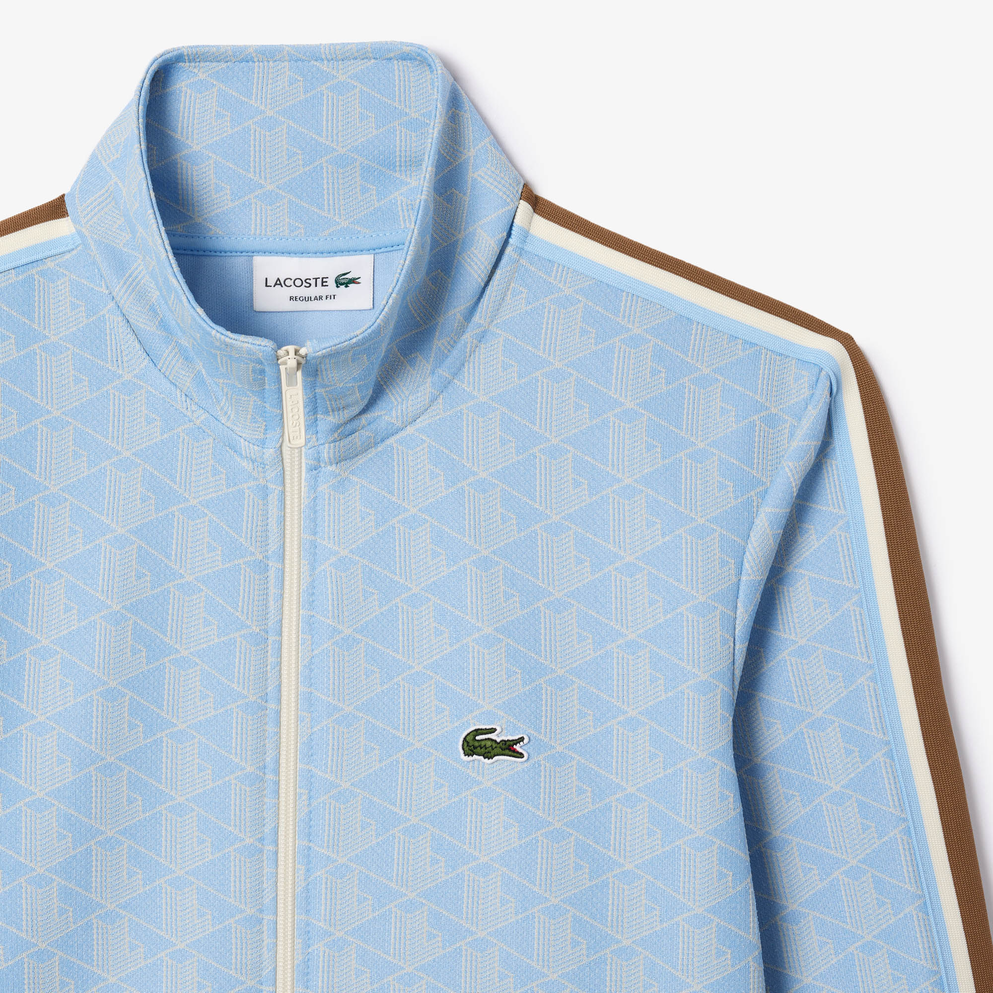 Lacoste - Paris Monogram Zip-Up Sweatshirt - Light Blue/White