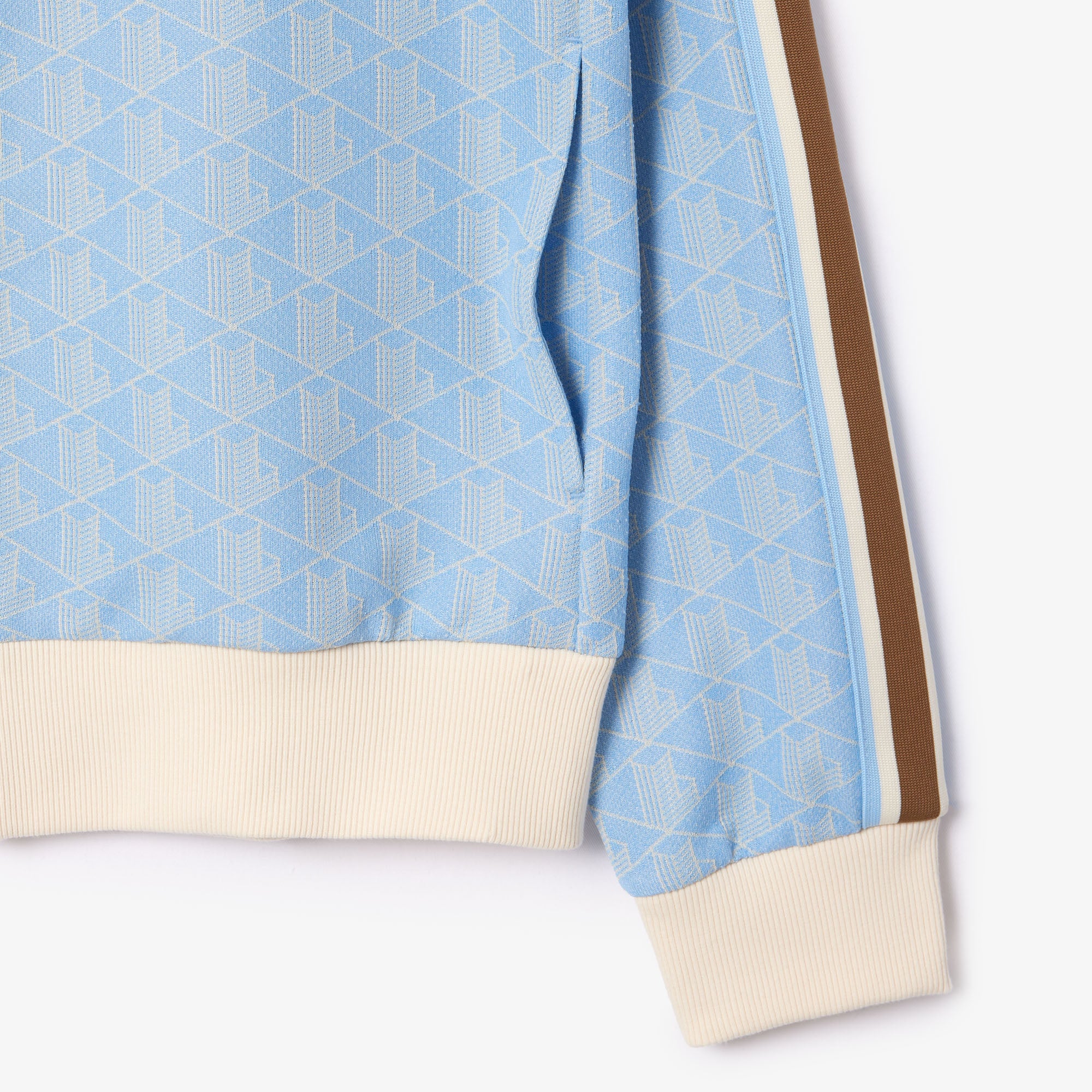 Lacoste - Paris Monogram Zip-Up Sweatshirt - Light Blue/White