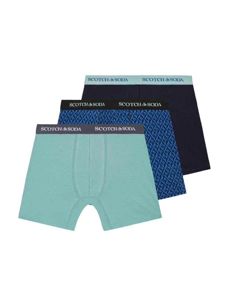 Scotch & Soda - 3 Pack Boxer Briefs - Green/Blue