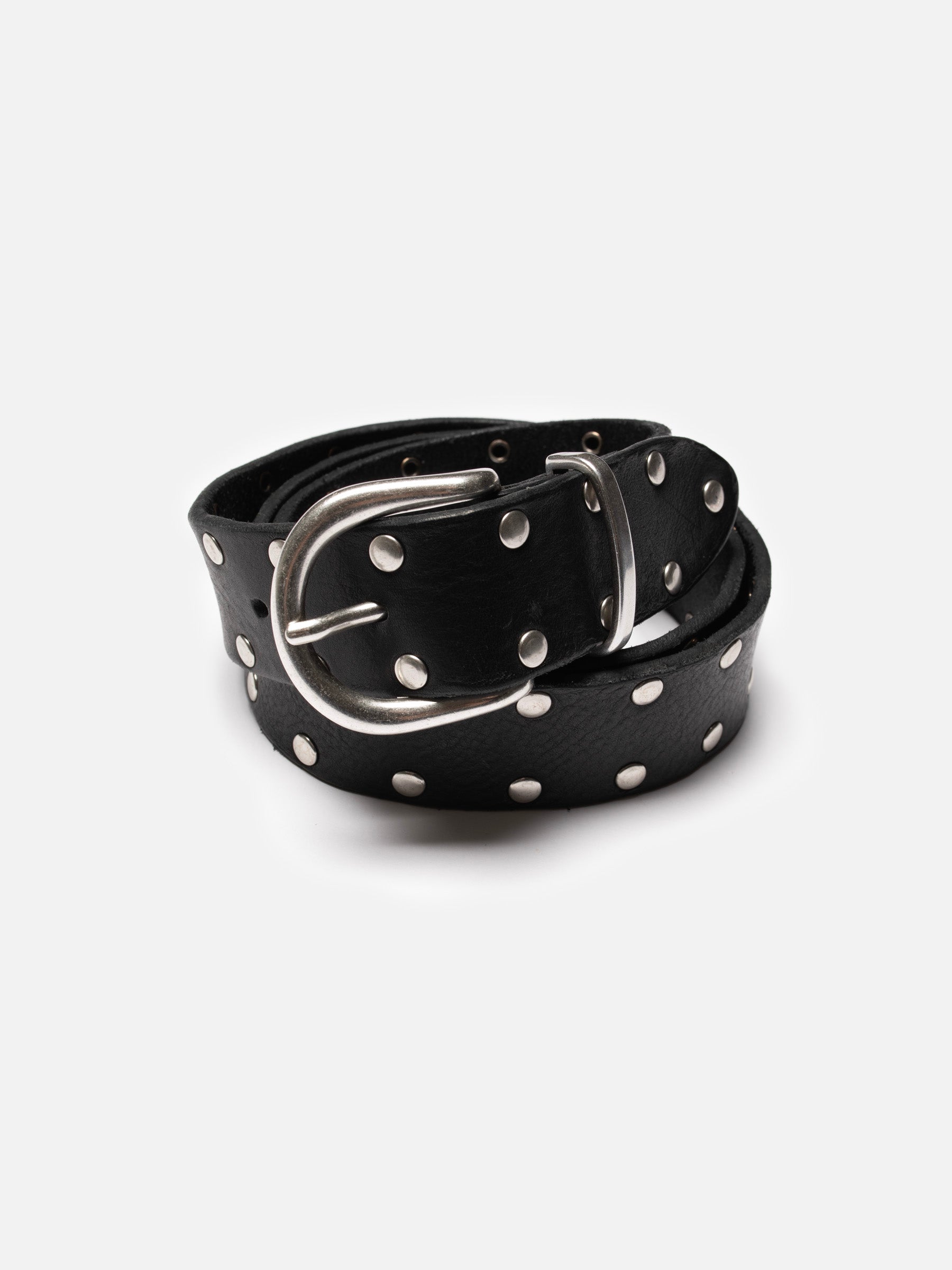 Nudie - Silver Studded Leather Belt - Black