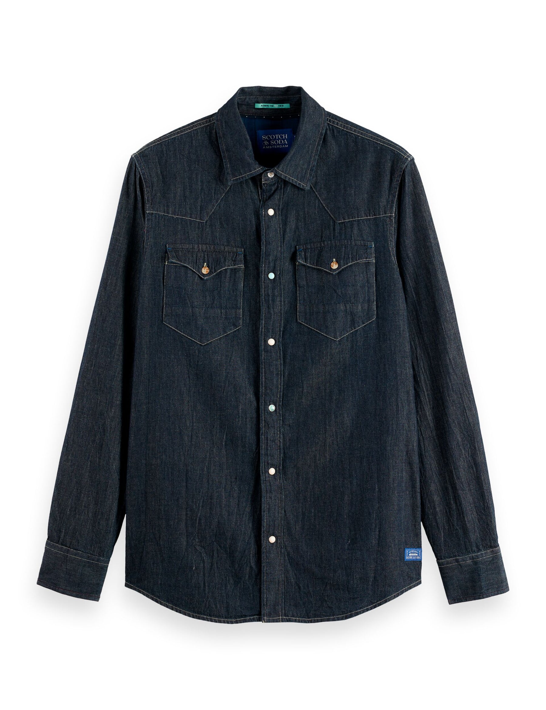 Scotch & Soda - Regular Fit Western Shirt - Paint It Blauw