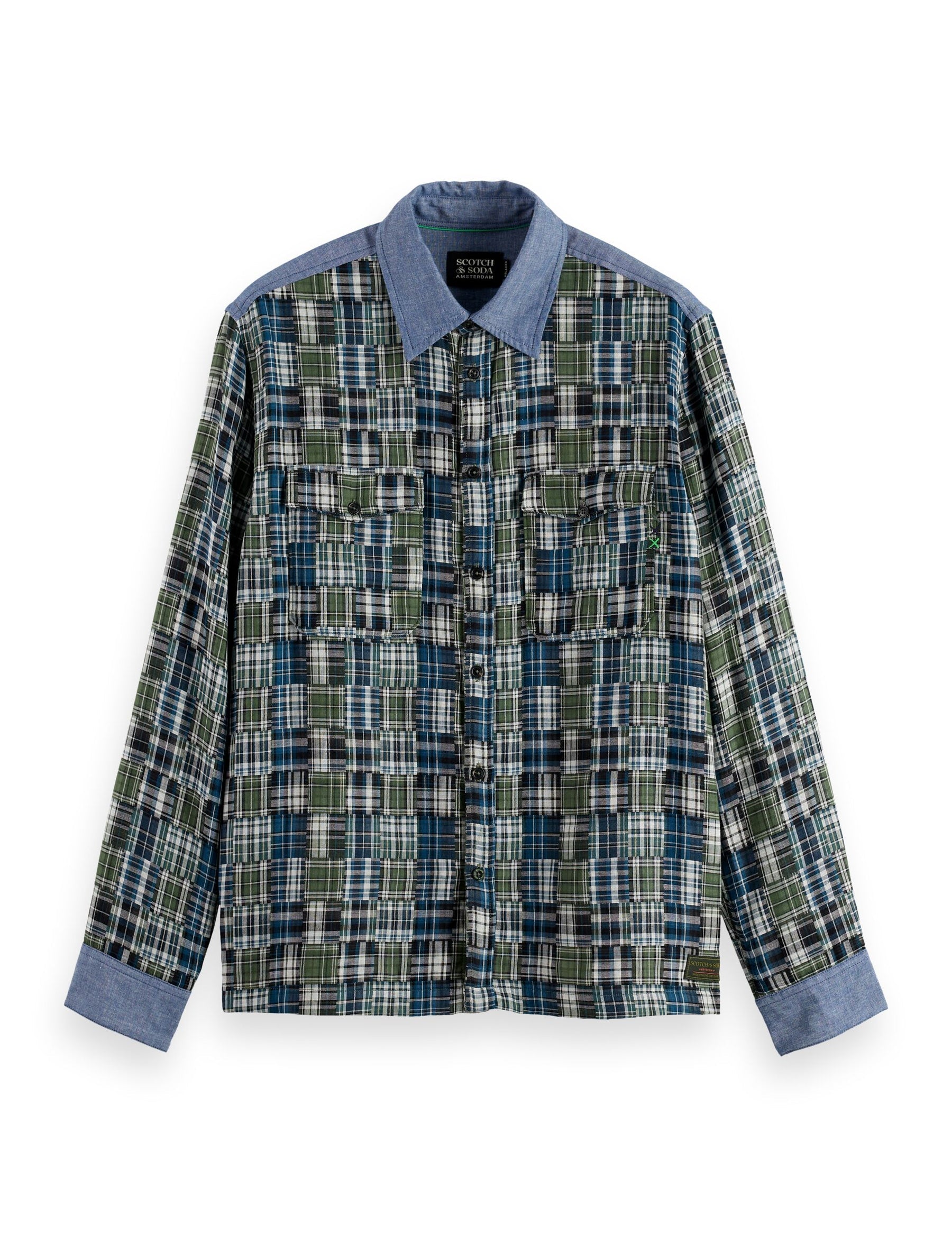 Scotch & Soda - Patchwork Relaxed Fit Flannel Shirt - Thyme Patchwork Check