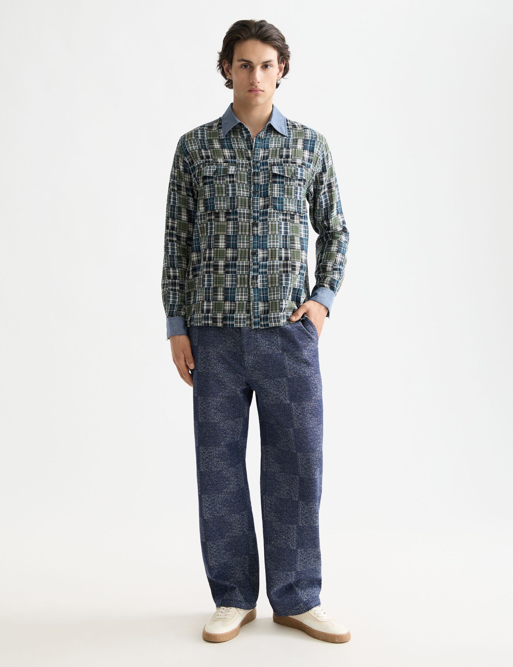 Scotch & Soda - Patchwork Relaxed Fit Flannel Shirt - Thyme Patchwork Check