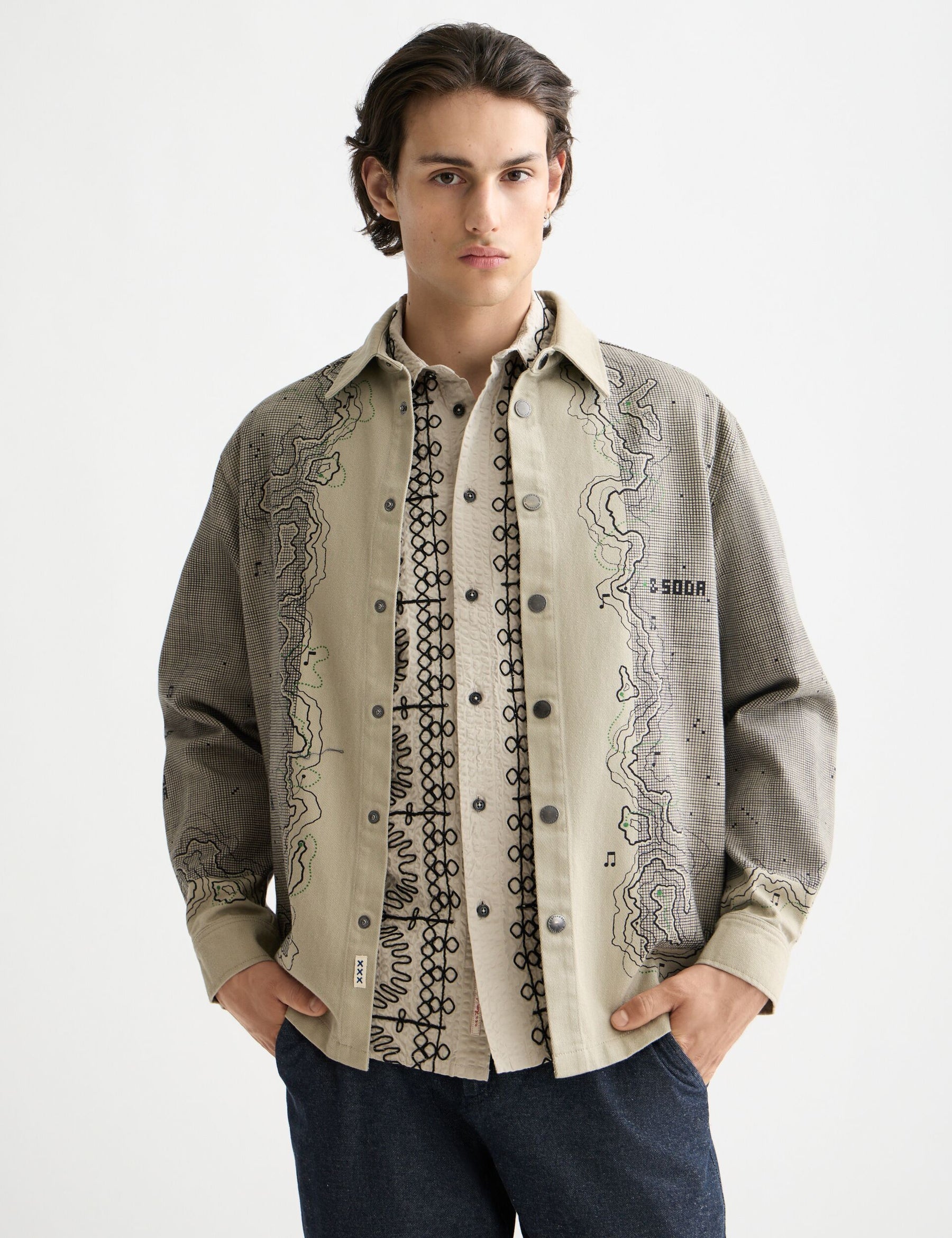 Scotch & Soda - Placement Graphic Overshirt - Plaza Taupe