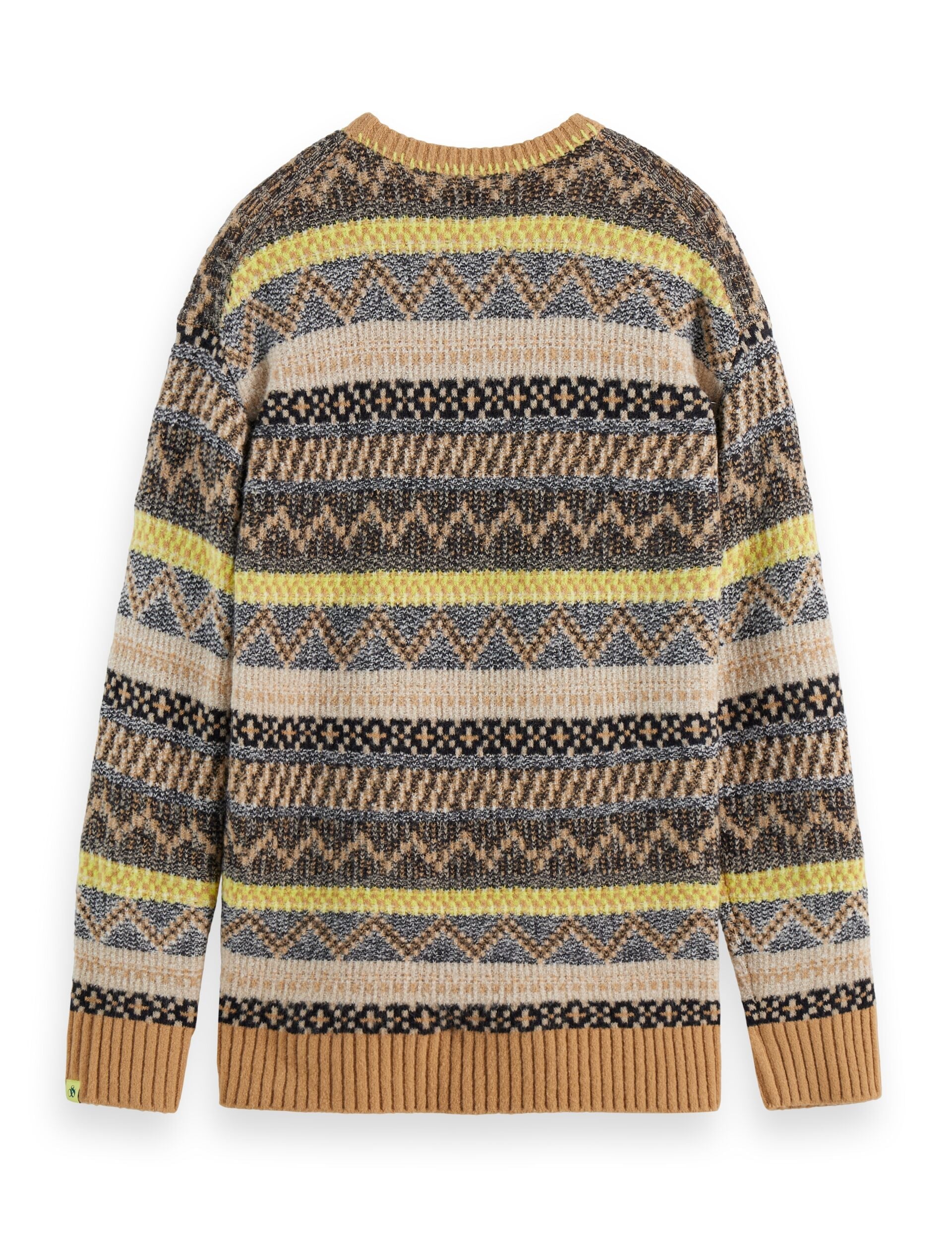 Scotch & Soda - Jacquard Dropped Shoulder Knit Pullover - Tannin Fair Isle