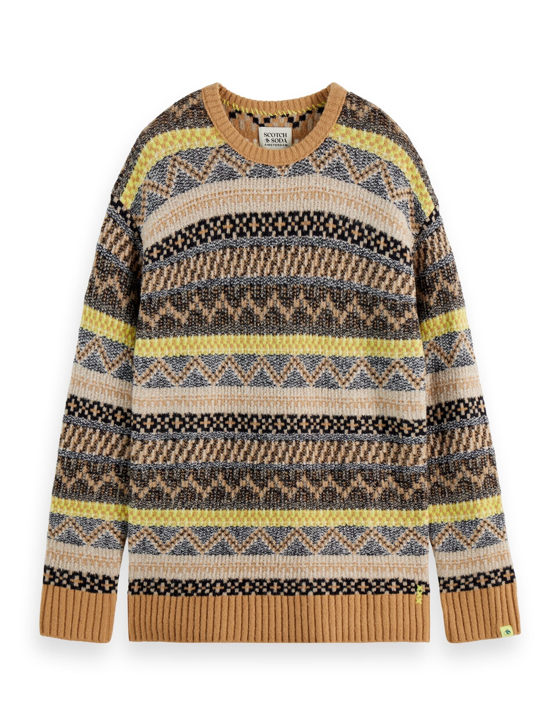 Scotch & Soda - Jacquard Dropped Shoulder Knit Pullover - Tannin Fair Isle