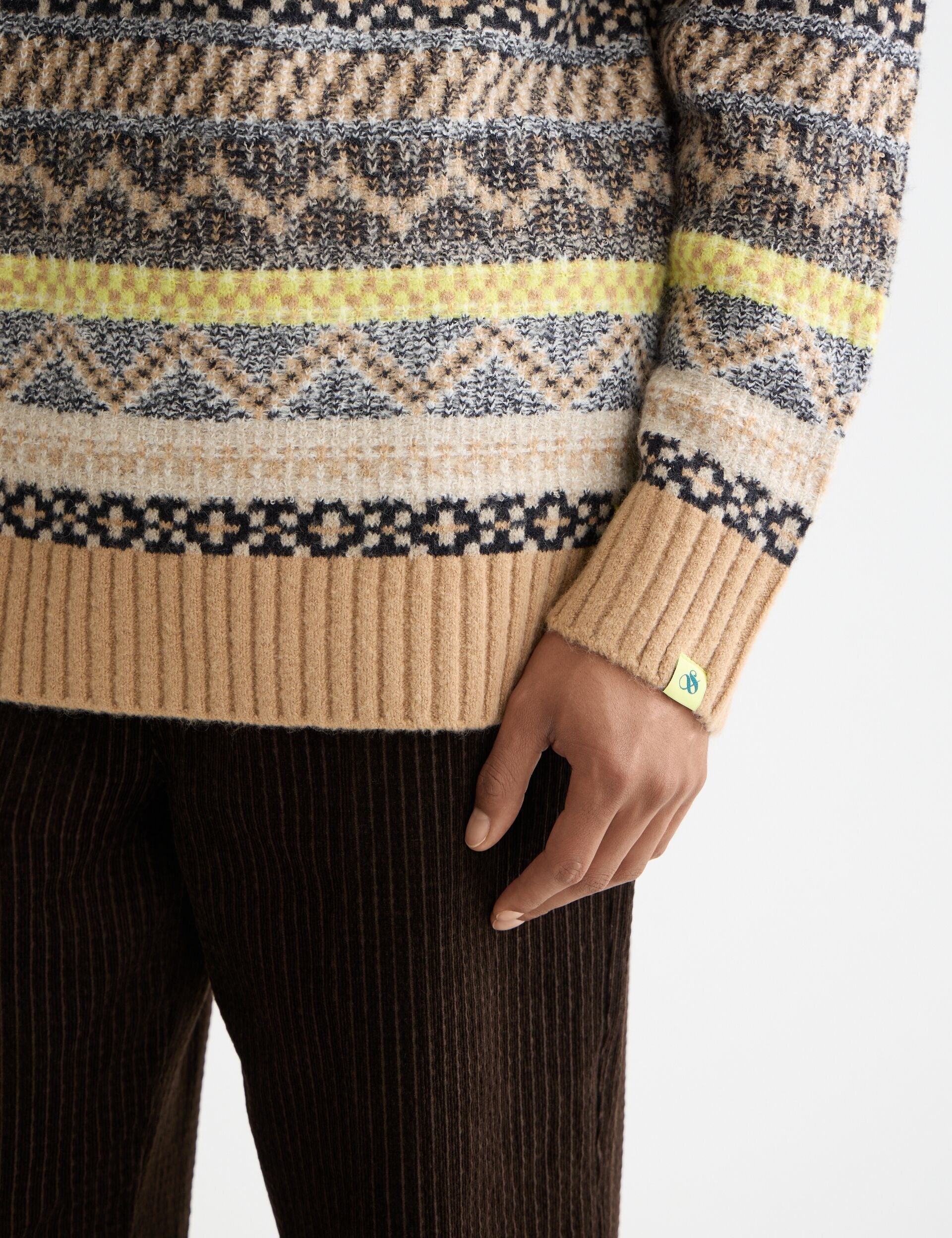 Scotch & Soda - Jacquard Dropped Shoulder Knit Pullover - Tannin Fair Isle