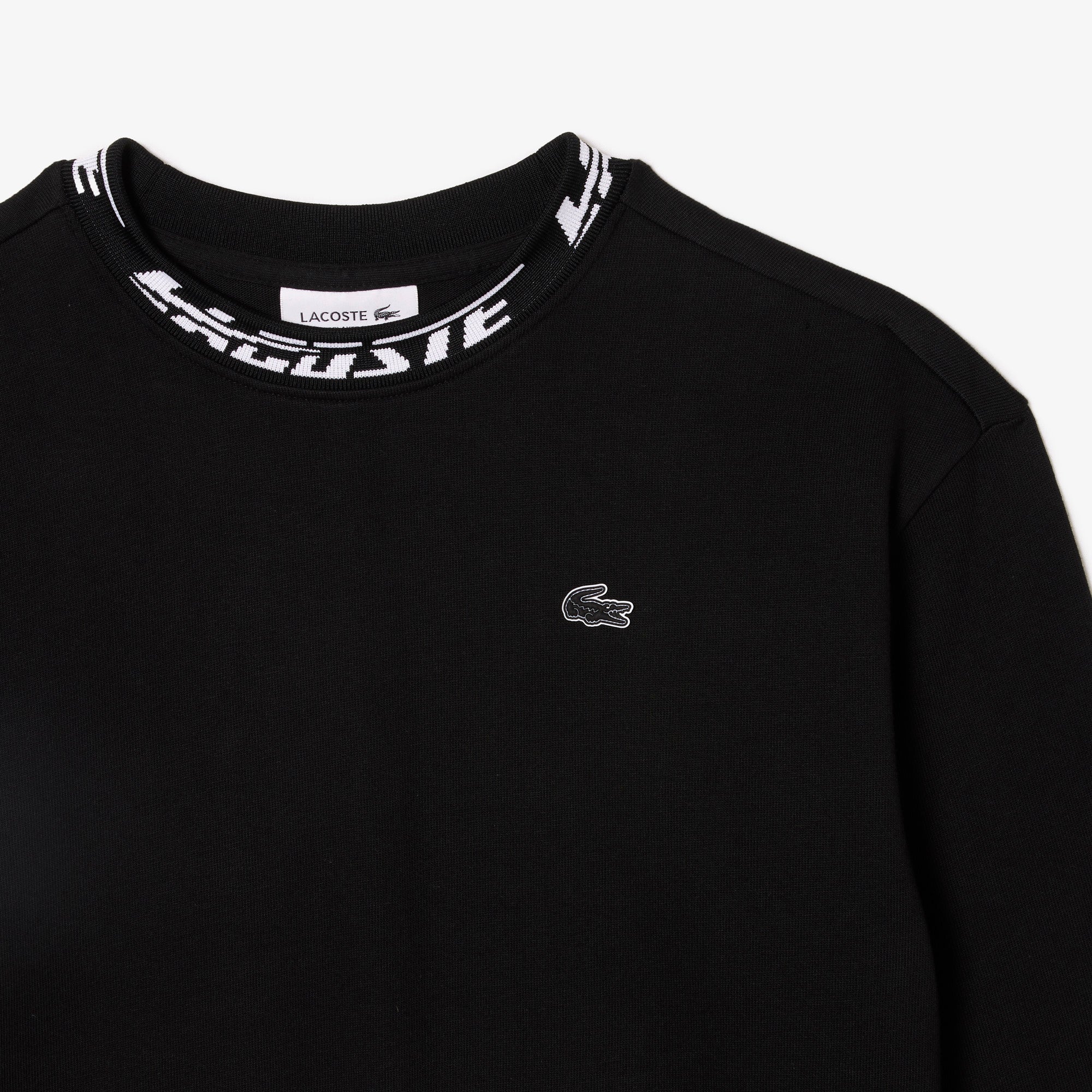 Lacoste - Oversized Fit Logo Collar LS Tee - Black