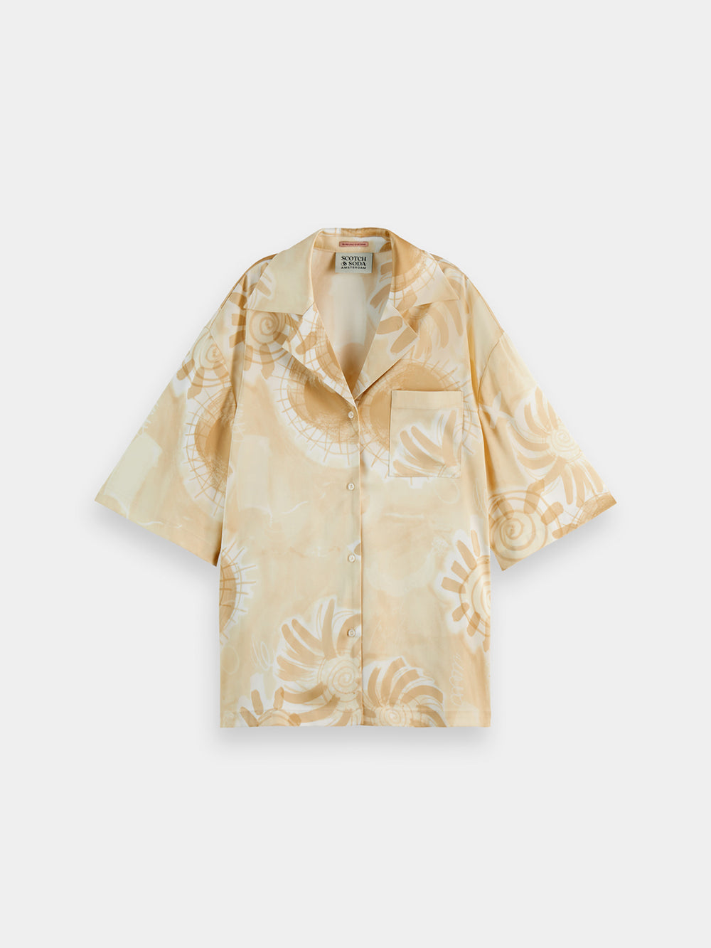 Maison Scotch - Satin Printed SS Shirt - Abstract Sun Sand