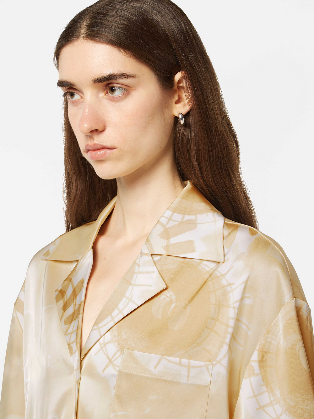 Maison Scotch - Satin Printed SS Shirt - Abstract Sun Sand