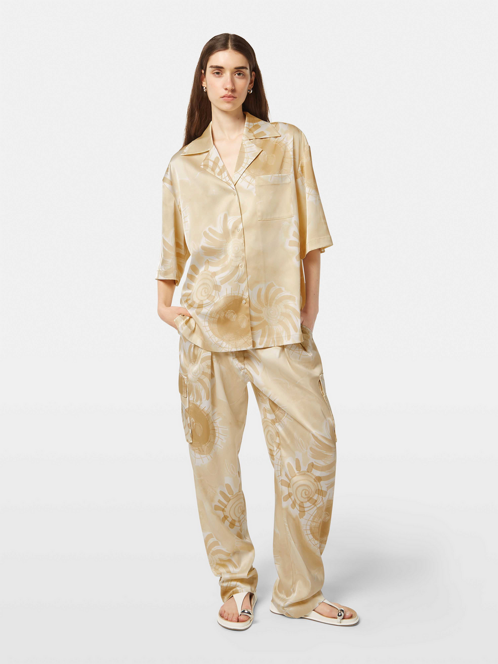 Maison Scotch - Satin Printed SS Shirt - Abstract Sun Sand