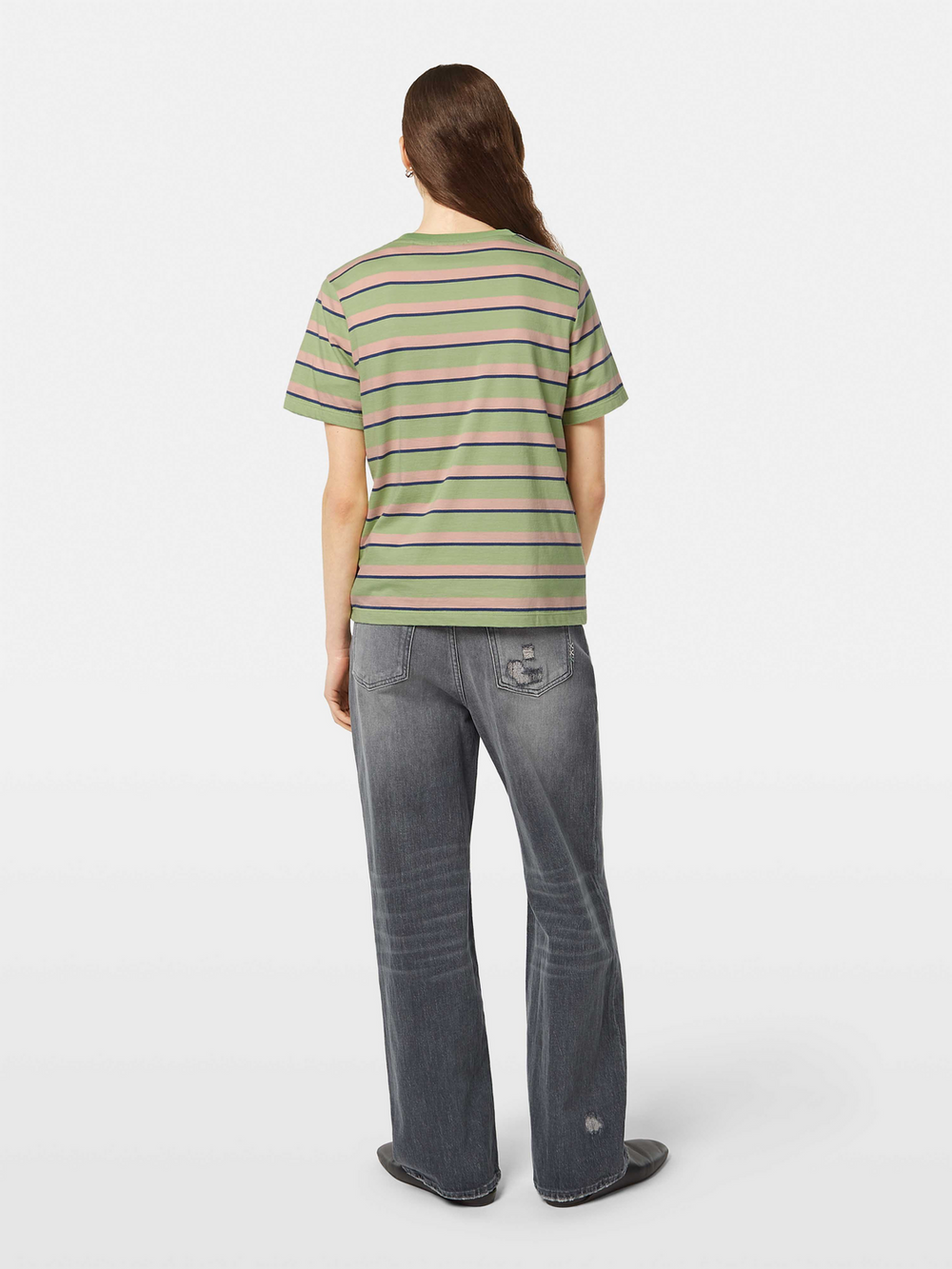 Maison Scotch - Yarn Dye Striped Tee - Pistacchio/Peach