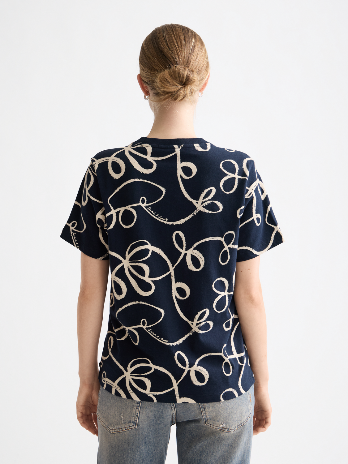 Maison Scotch - Printed Regular Fit Tee - Ribbon Navy AOP