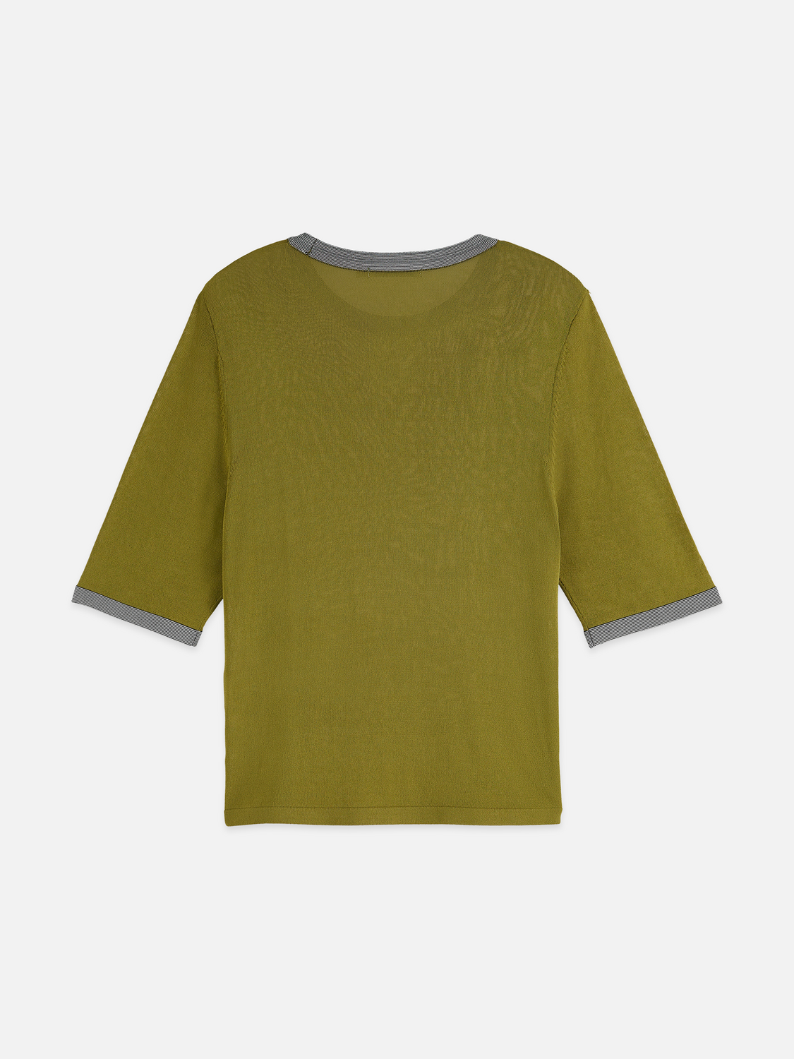 Maison Scotch - Stripe Trim SS Pullover - Green Moss