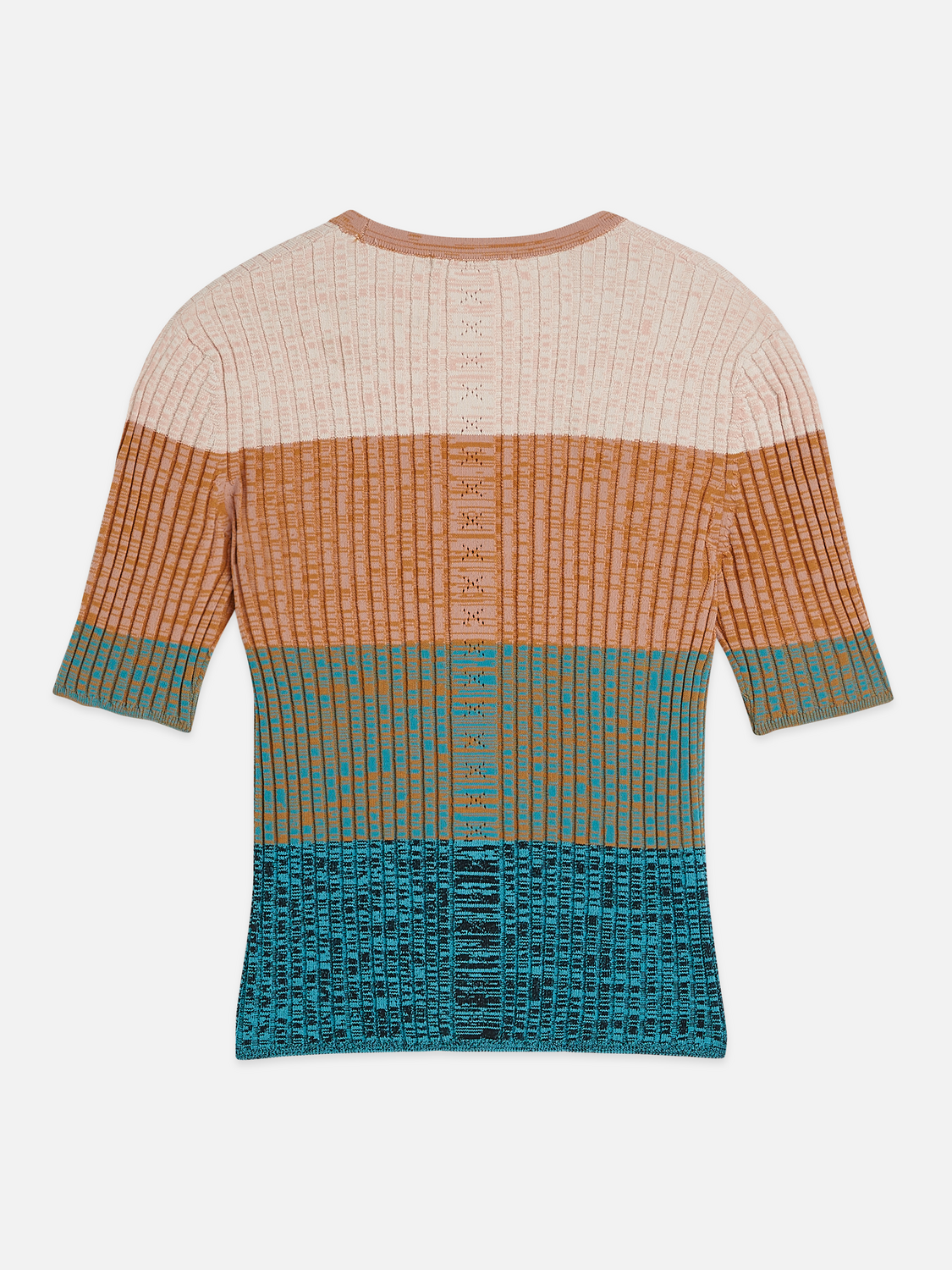Maison Scotch - Block Stripe Ribbed SS Cardigan - Tahitian Teal