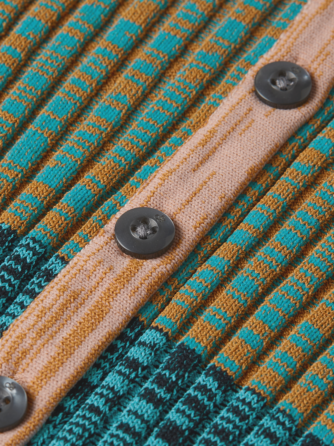 Maison Scotch - Block Stripe Ribbed SS Cardigan - Tahitian Teal