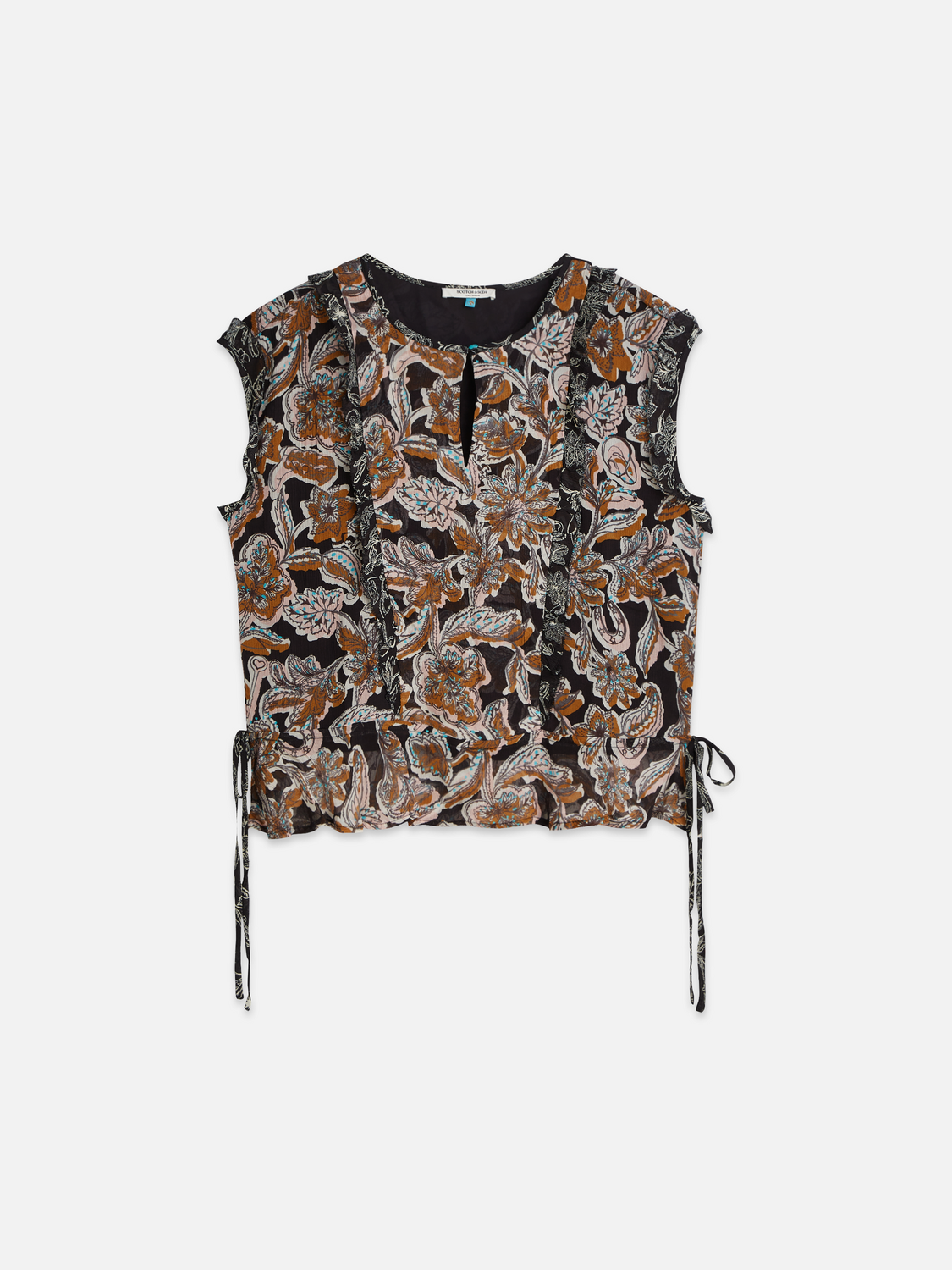 Maison Scotch - Printed Chiffon Ruffle Top - Lucky Bandana Multi Meteorite