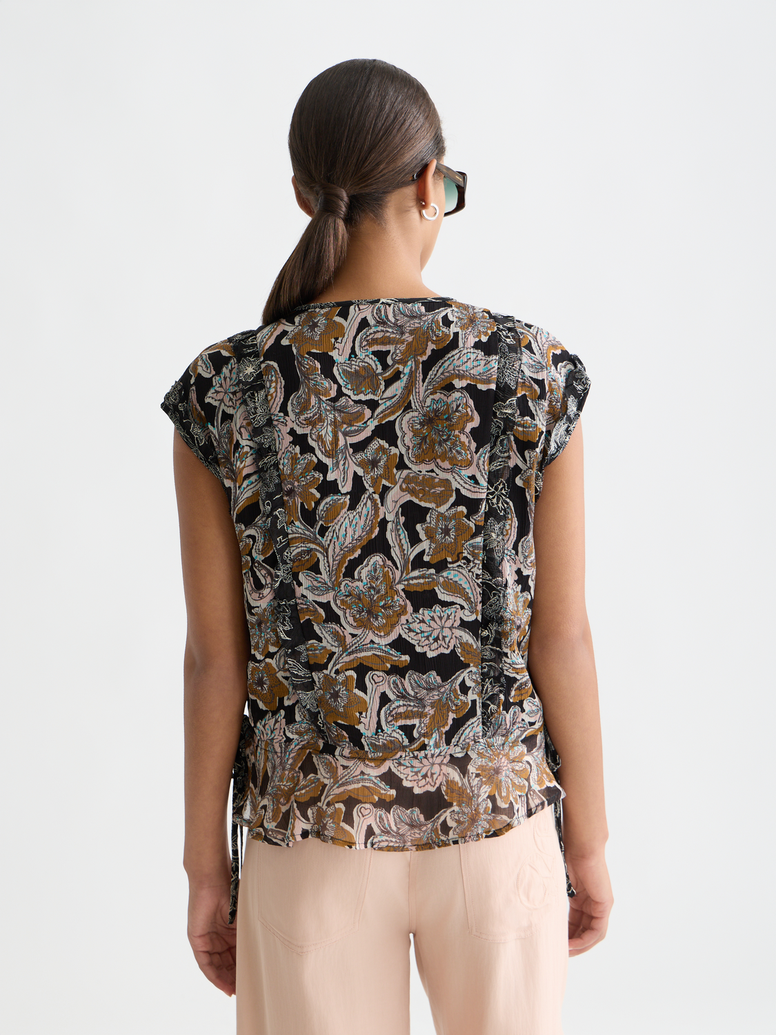 Maison Scotch - Printed Chiffon Ruffle Top - Lucky Bandana Multi Meteorite