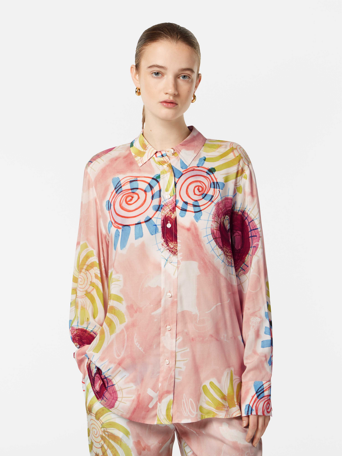 Maison Scotch - Printed Relaxed Fit Shirt - Abstract Sun Pink