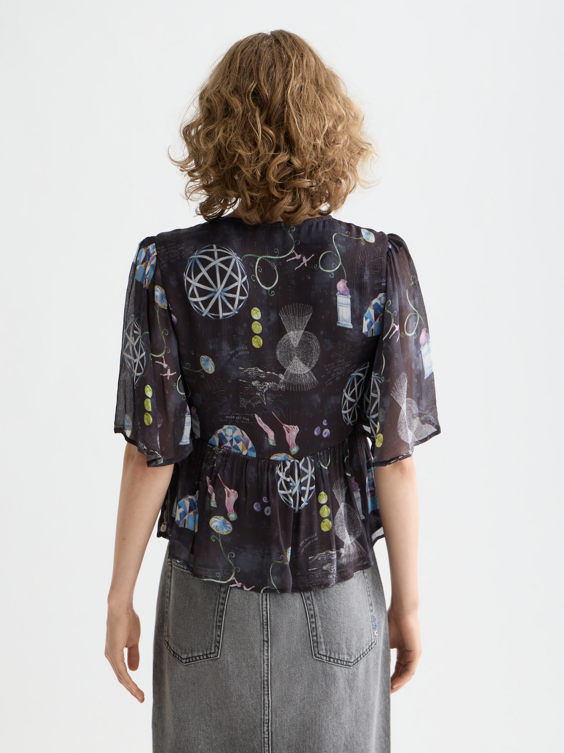 Maison Scotch - Peplum SS Top - Black Mountain