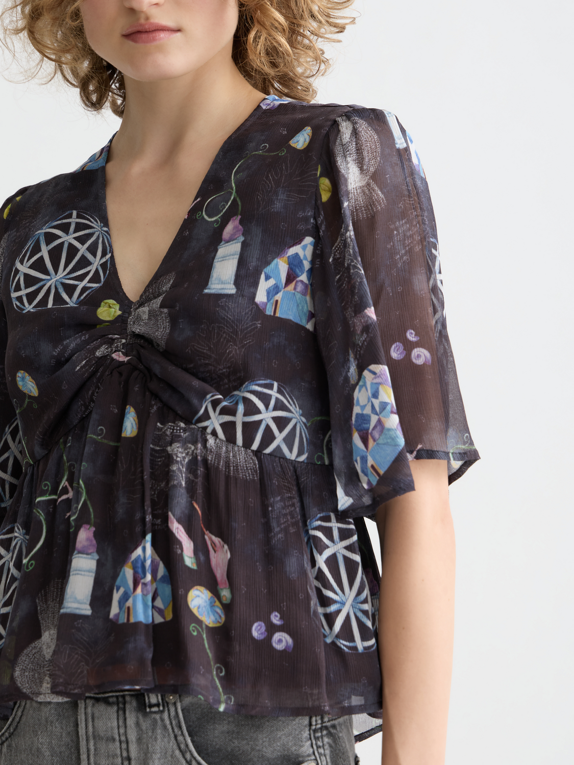 Maison Scotch - Peplum SS Top - Black Mountain