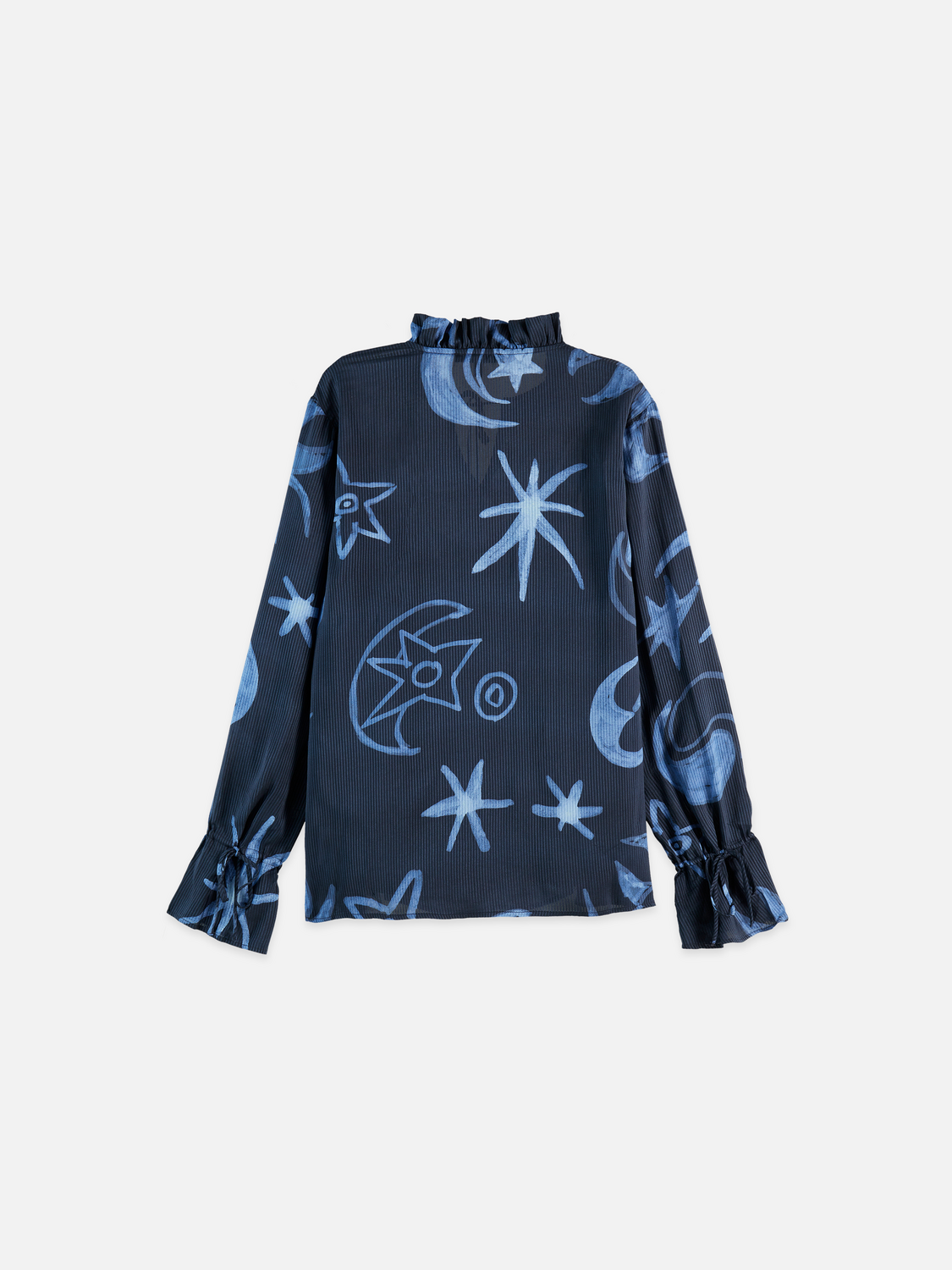 Maison Scotch - Printed Drawstring Cuffs Blouse - Cosmic Sky Spaced