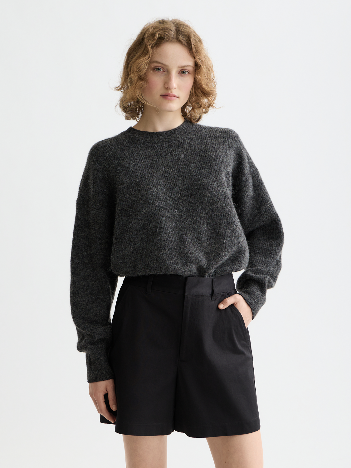 Maison Scotch - Essential Fuzzy Crewneck Pullover - Charcoal Melange