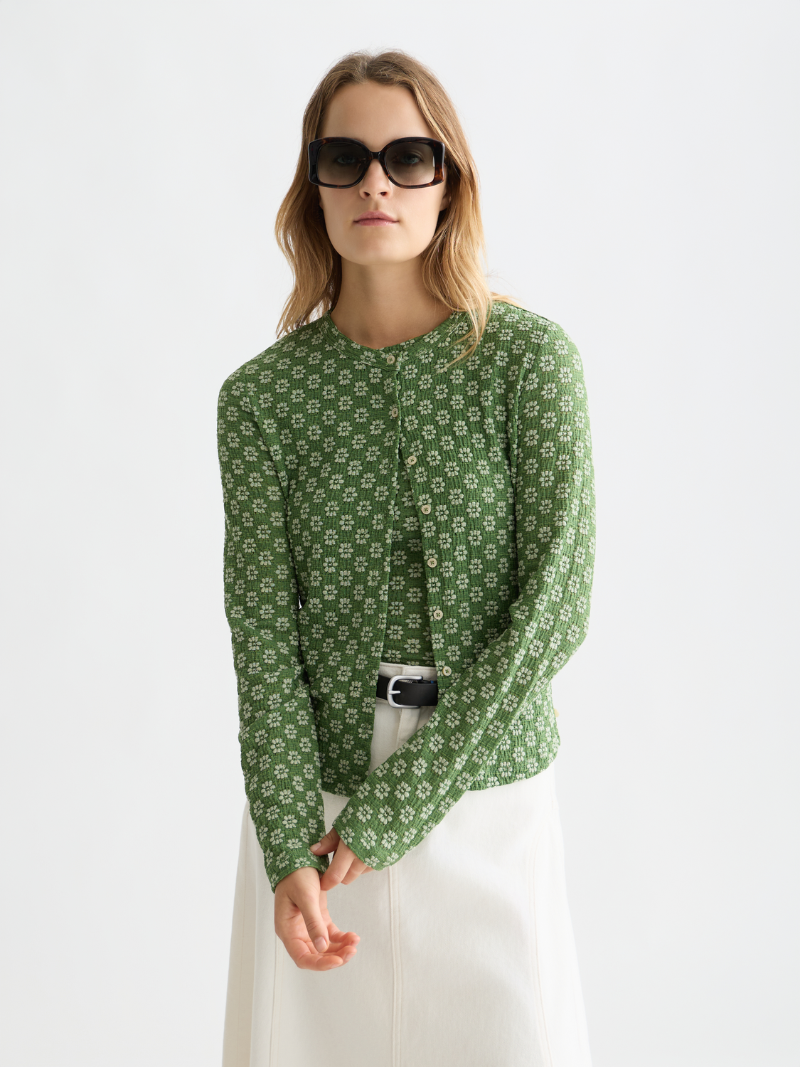 Maison Scotch - Structured Button Up LS Tee - Garden Green