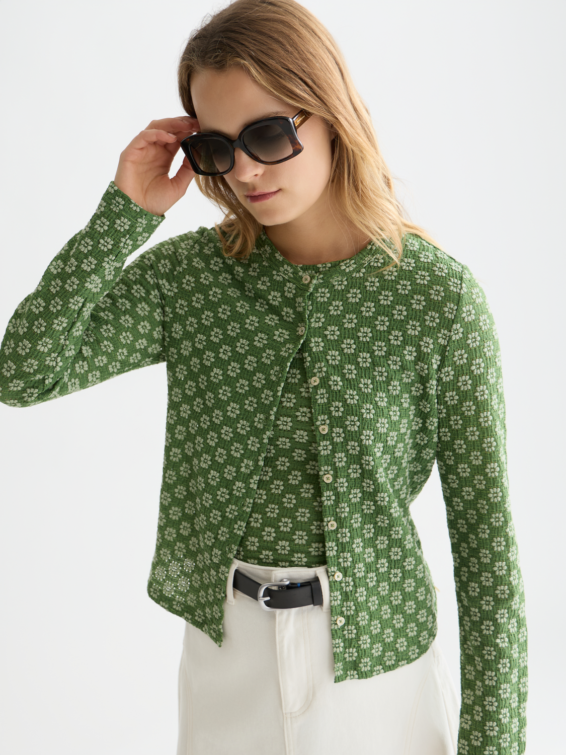 Maison Scotch - Structured Button Up LS Tee - Garden Green