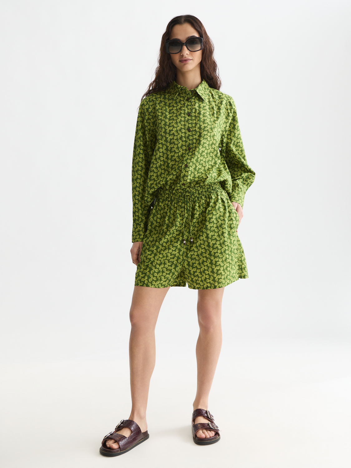 Maison Scotch - Printed Relaxed Fit Shirt - Mini Cactus Garden Green