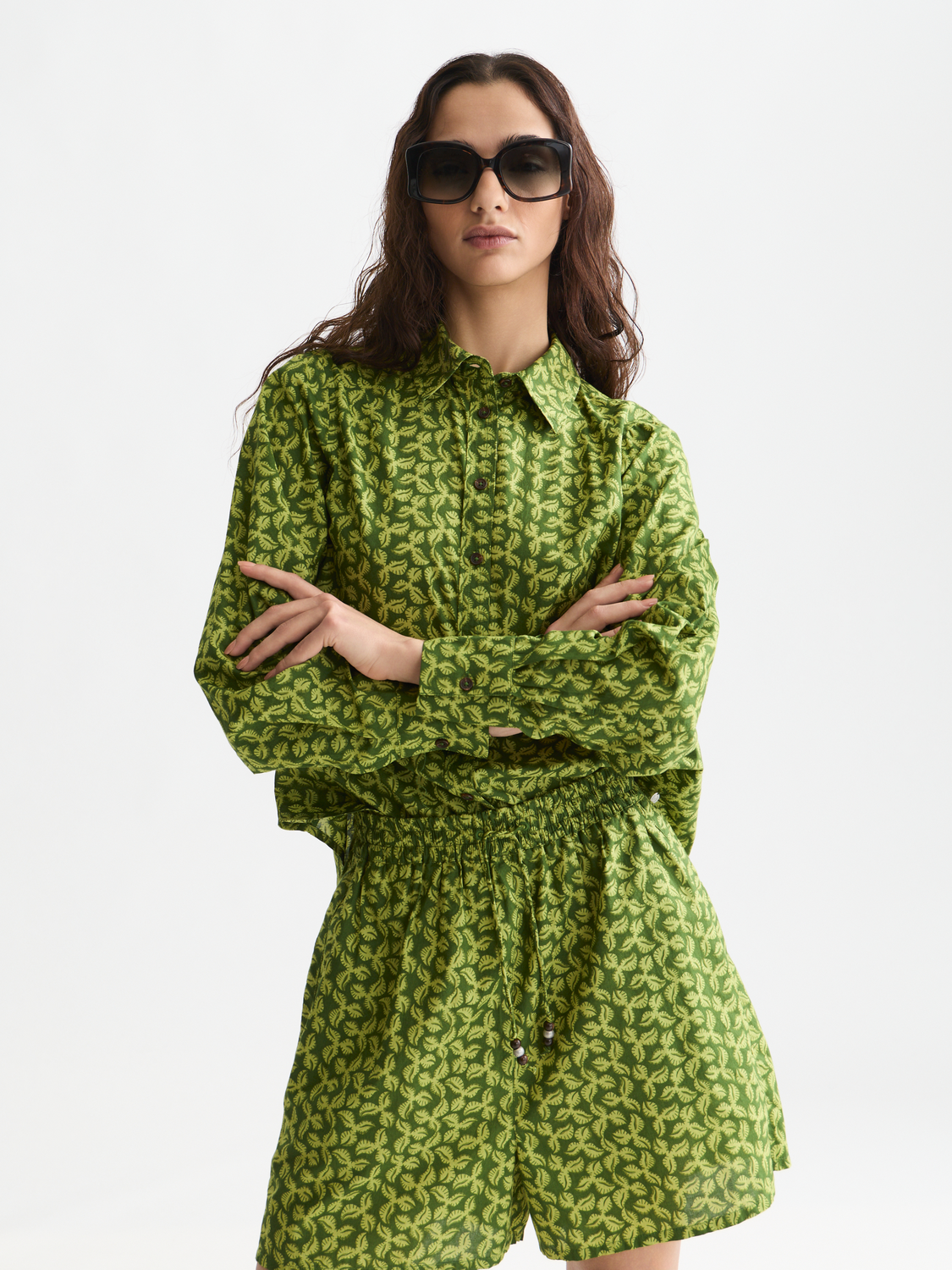 Maison Scotch - Printed Relaxed Fit Shirt - Mini Cactus Garden Green