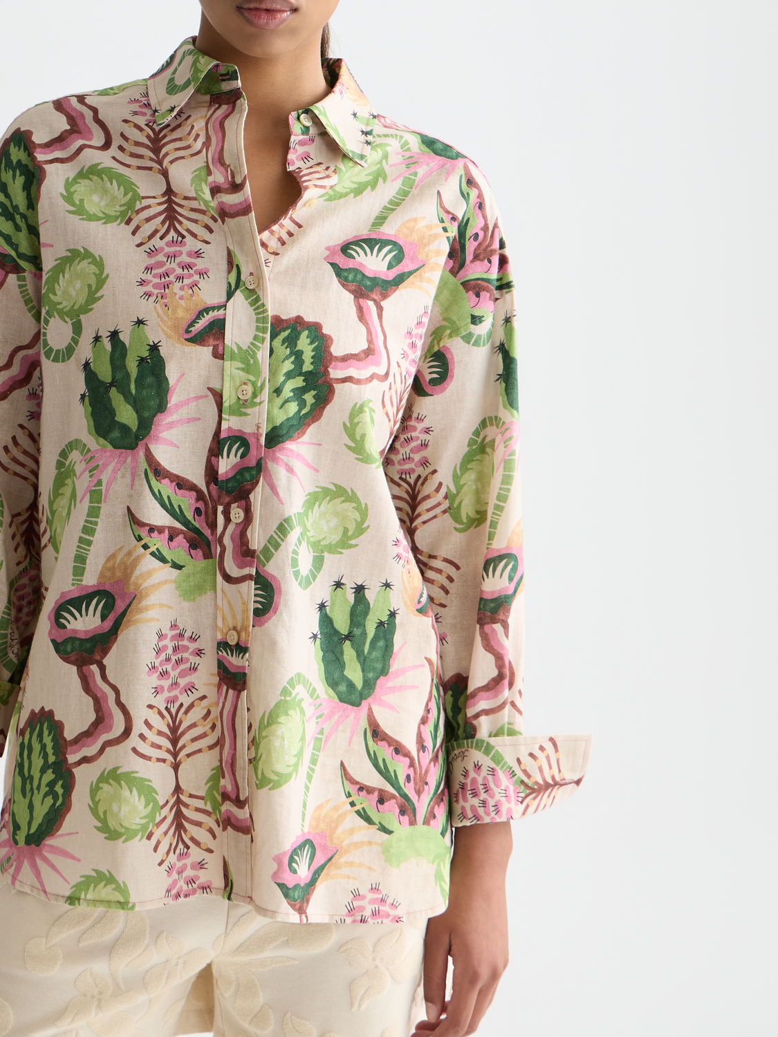 Maison Scotch - Linen Blend Printed Shirt - Desert Floral Canyon Clay