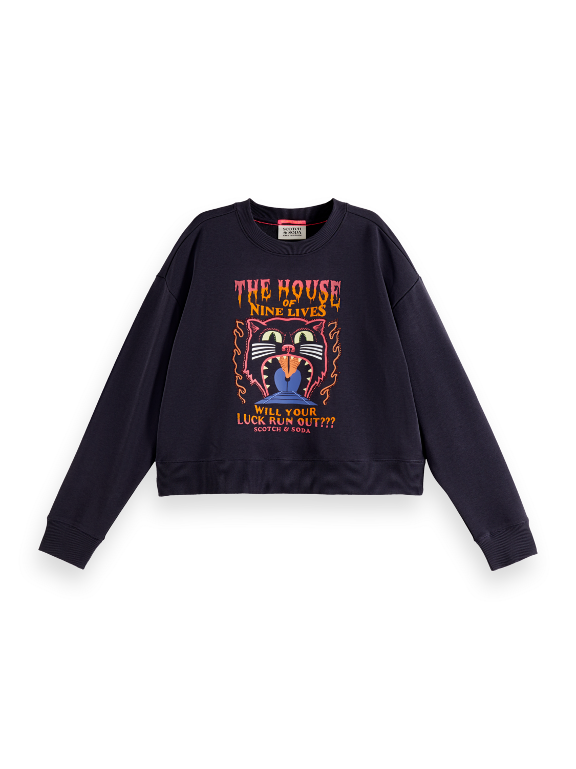 Maison Scotch - Rhinestone Artwork Sweatshirt - Washed Black