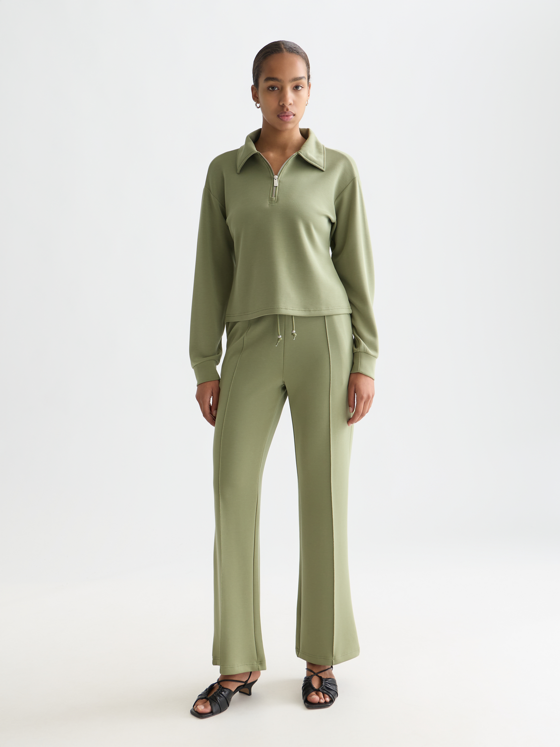 Maison Scotch - Quarter Zip Tencel Sweatshirt - Oil Green