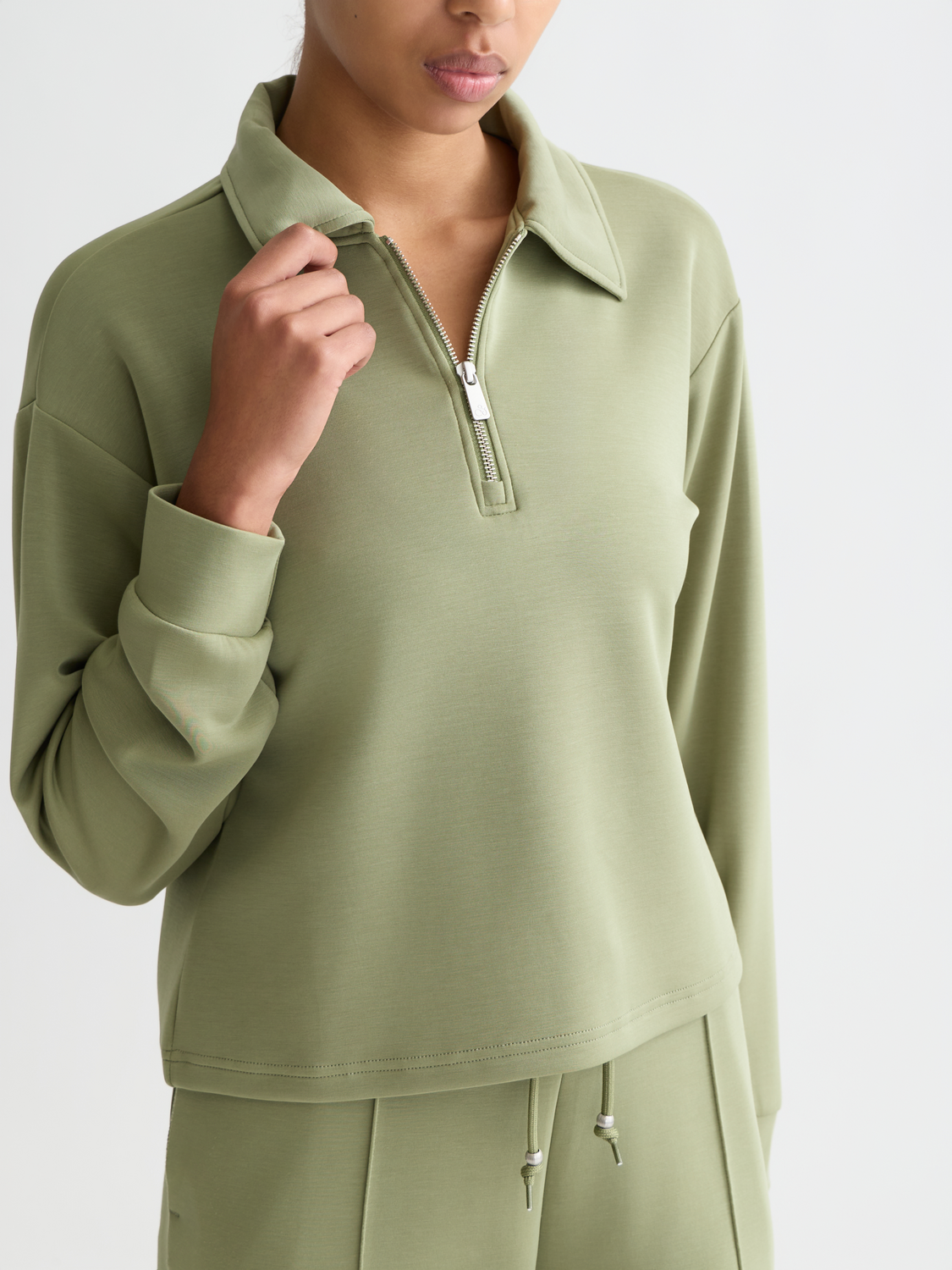Maison Scotch - Quarter Zip Tencel Sweatshirt - Oil Green