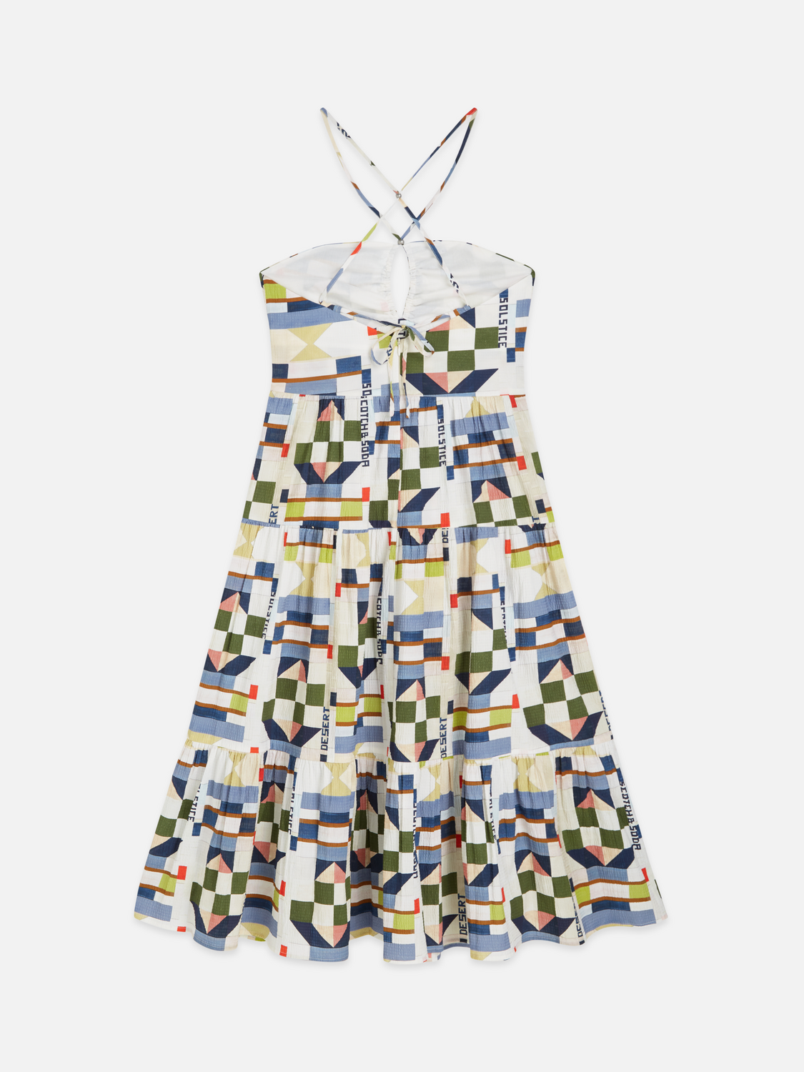 Maison Scotch - Seersucker Keyhole Halter Midi Dress - Patchwork Infinity