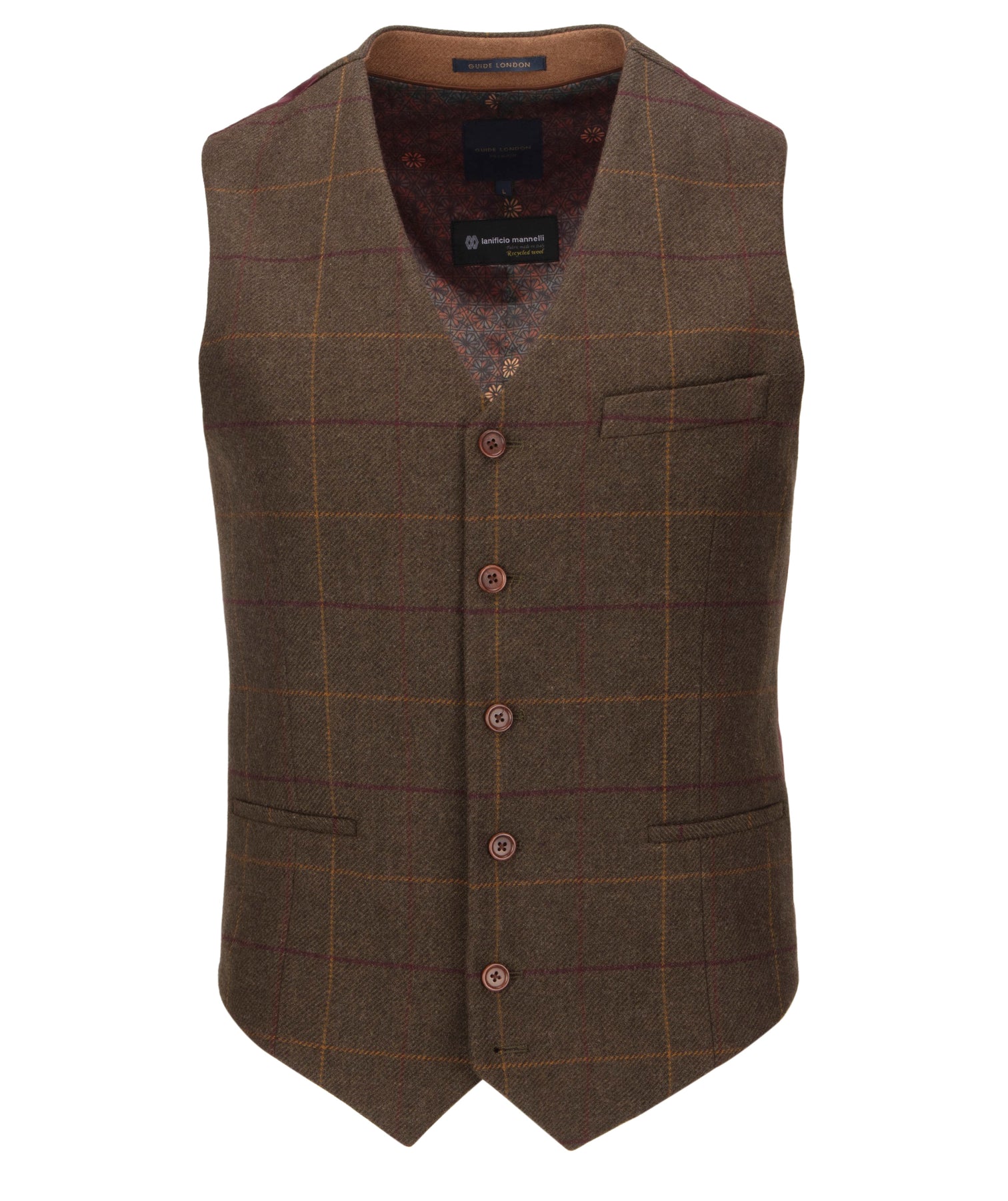 Guide London - Checked Waistcoat - Olive