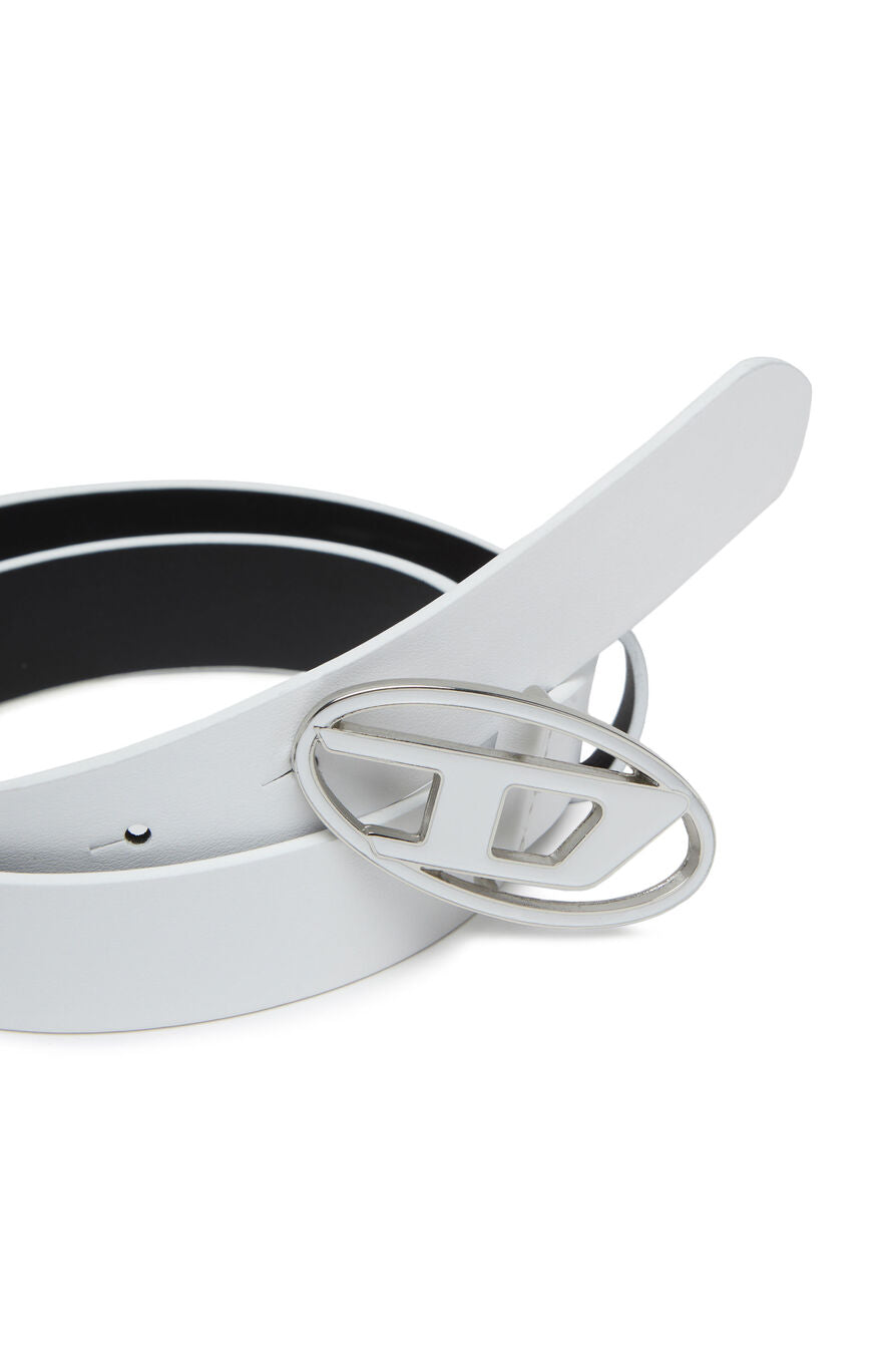 Diesel -B-1DR 25 Oval-D Logo Belt - White