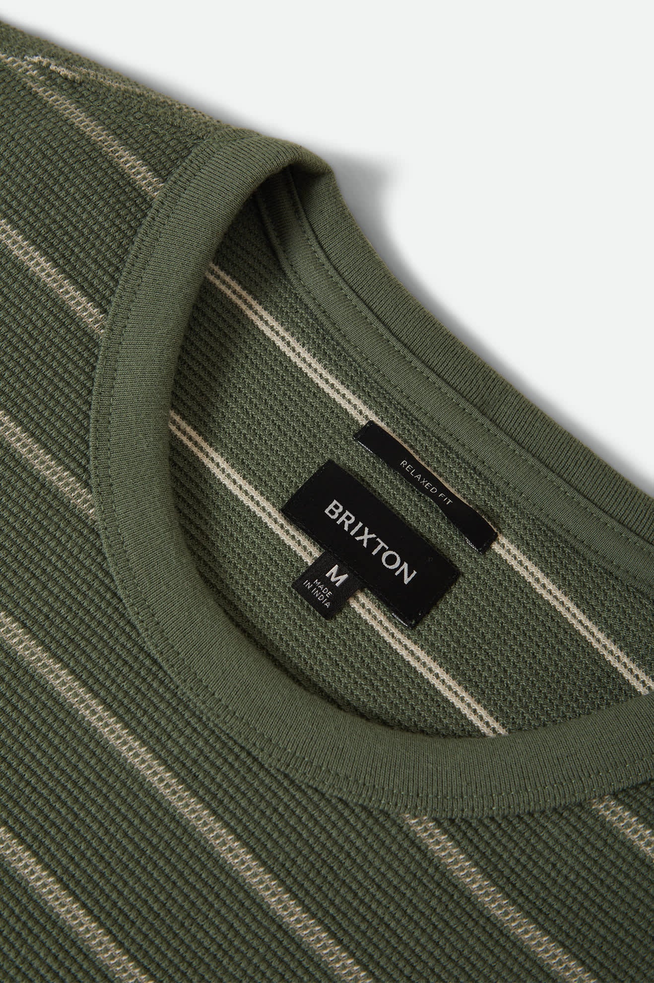 Brixton - Shield Pique Stripe Boxy Tee - Dark Olive/Whitecap