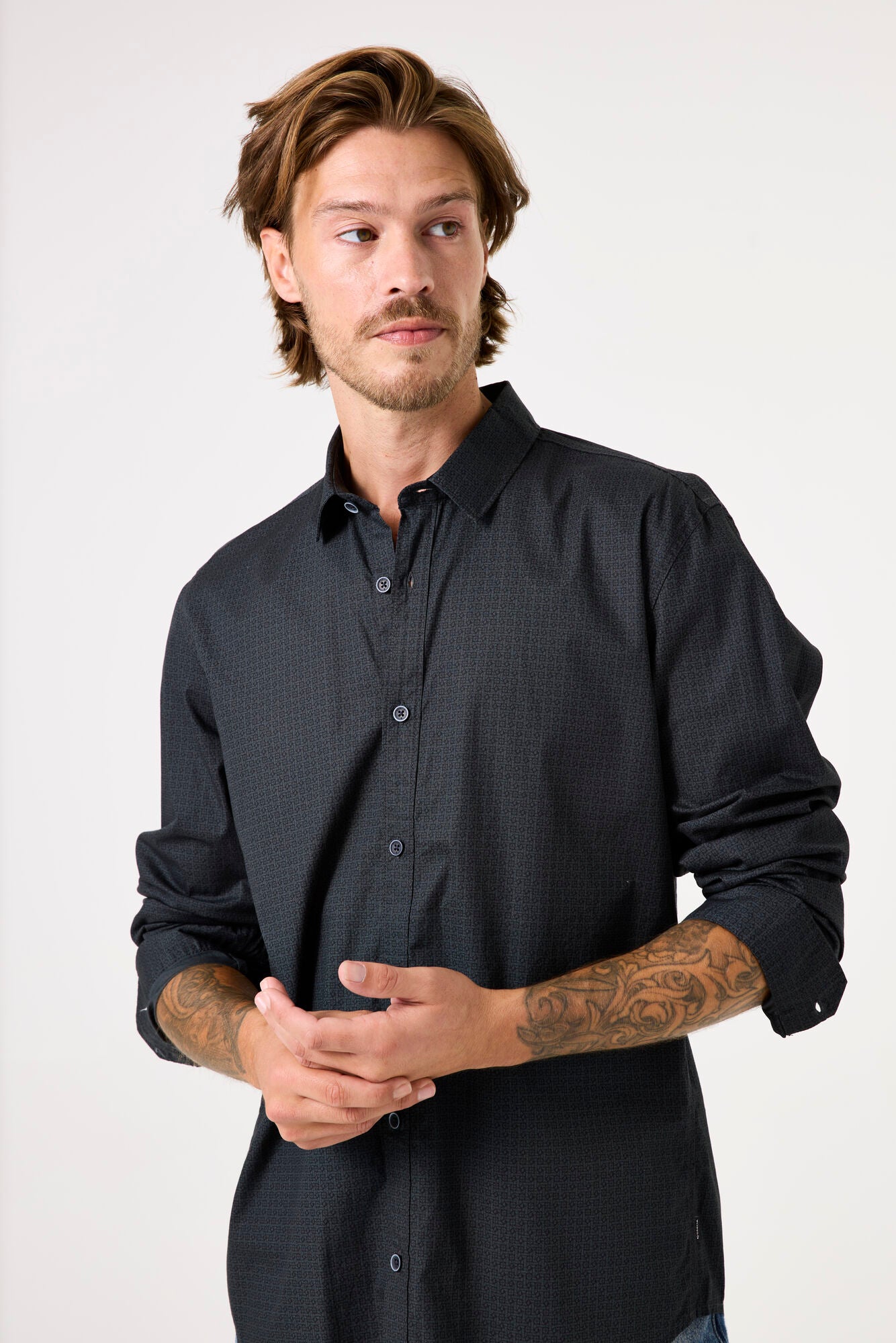 Garcia - Mini Print LS Shirt - Slate