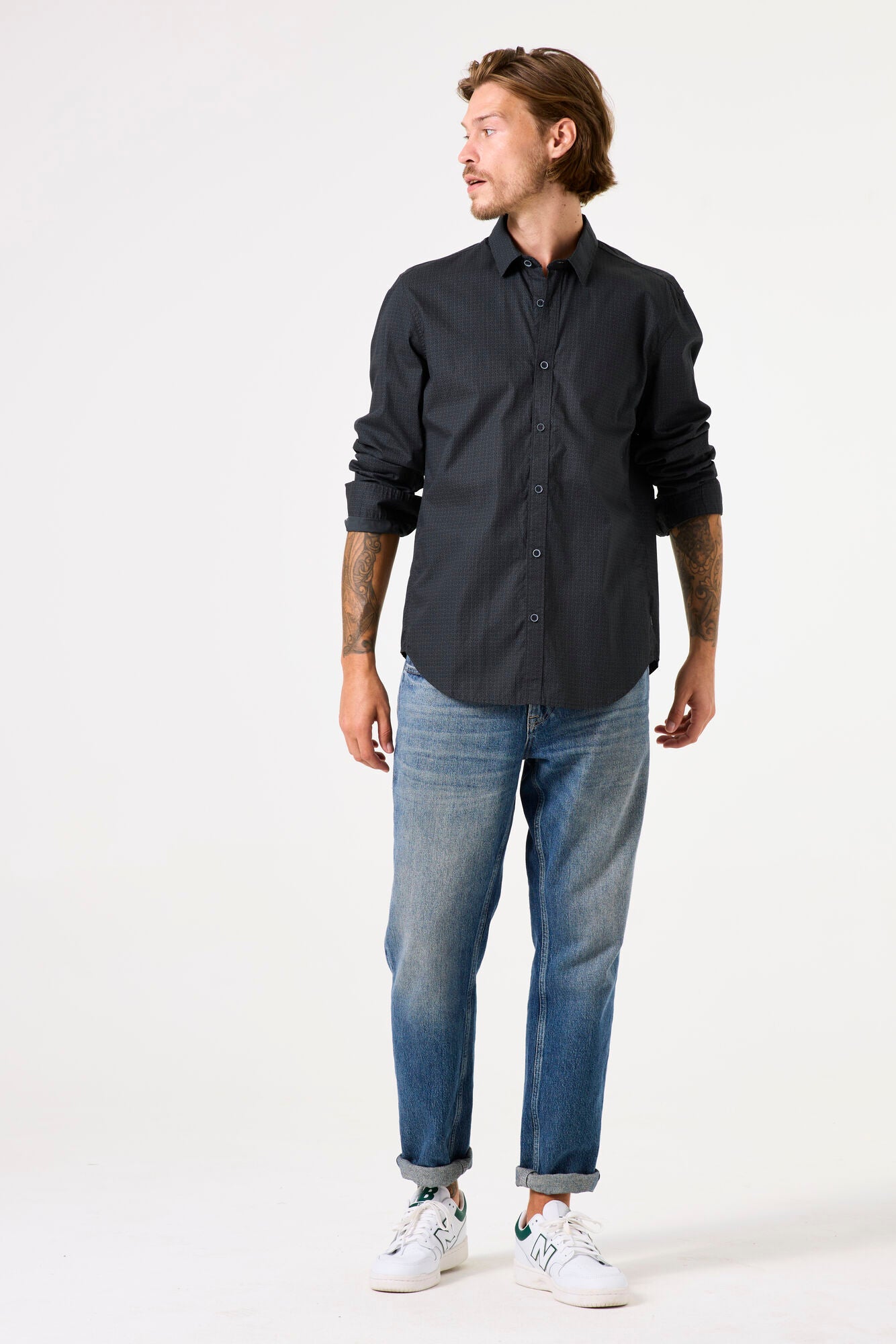 Garcia - Mini Print LS Shirt - Slate