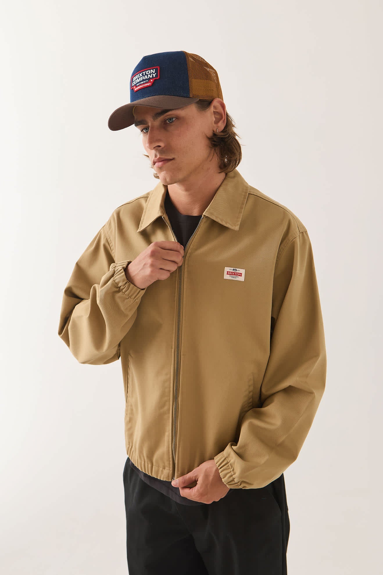 Brixton - Trademark Lightweight Garage Zip Jacket - British Khaki