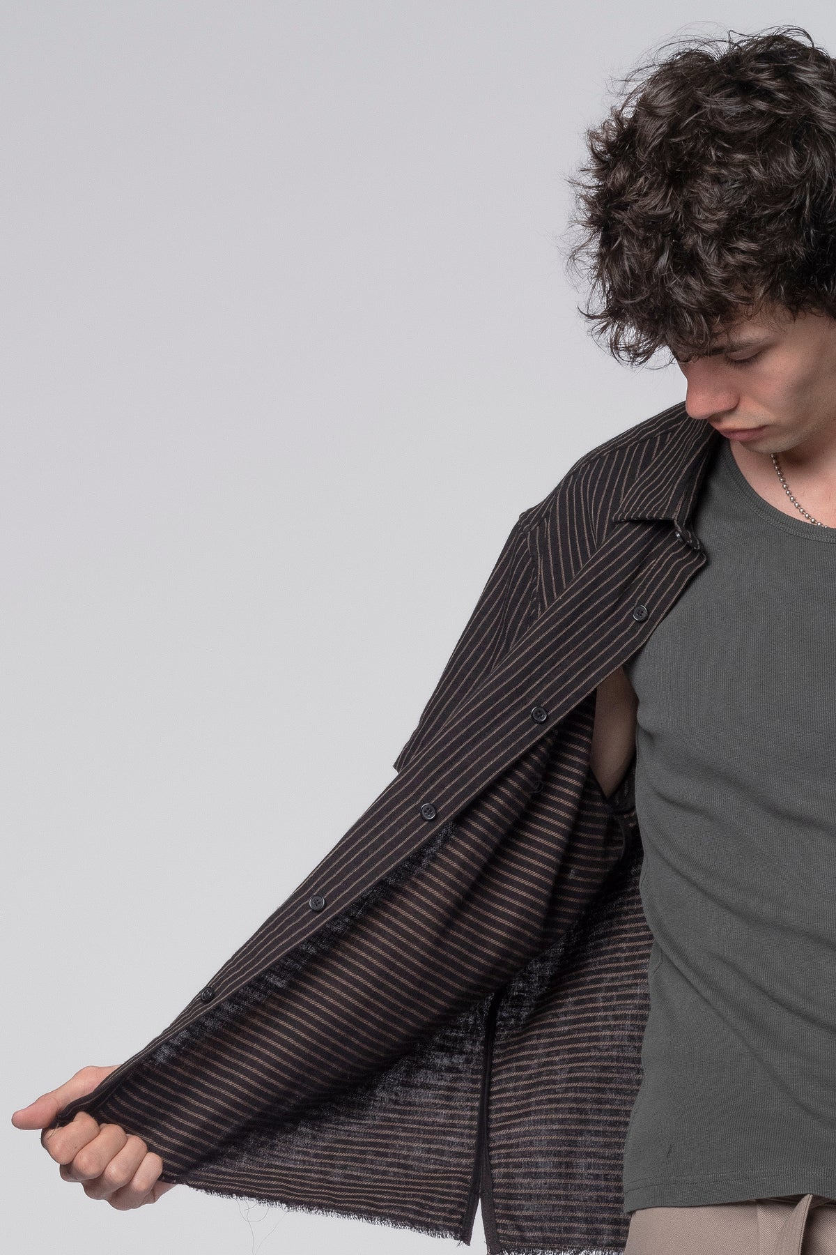 Beach Brains - Billy SS Shirt - Black/Tan Stripe