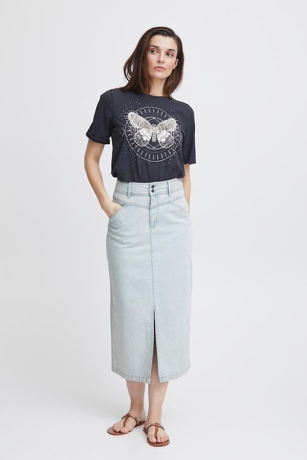 Pulz - Rachel Denim Skirt - Bleach Blue